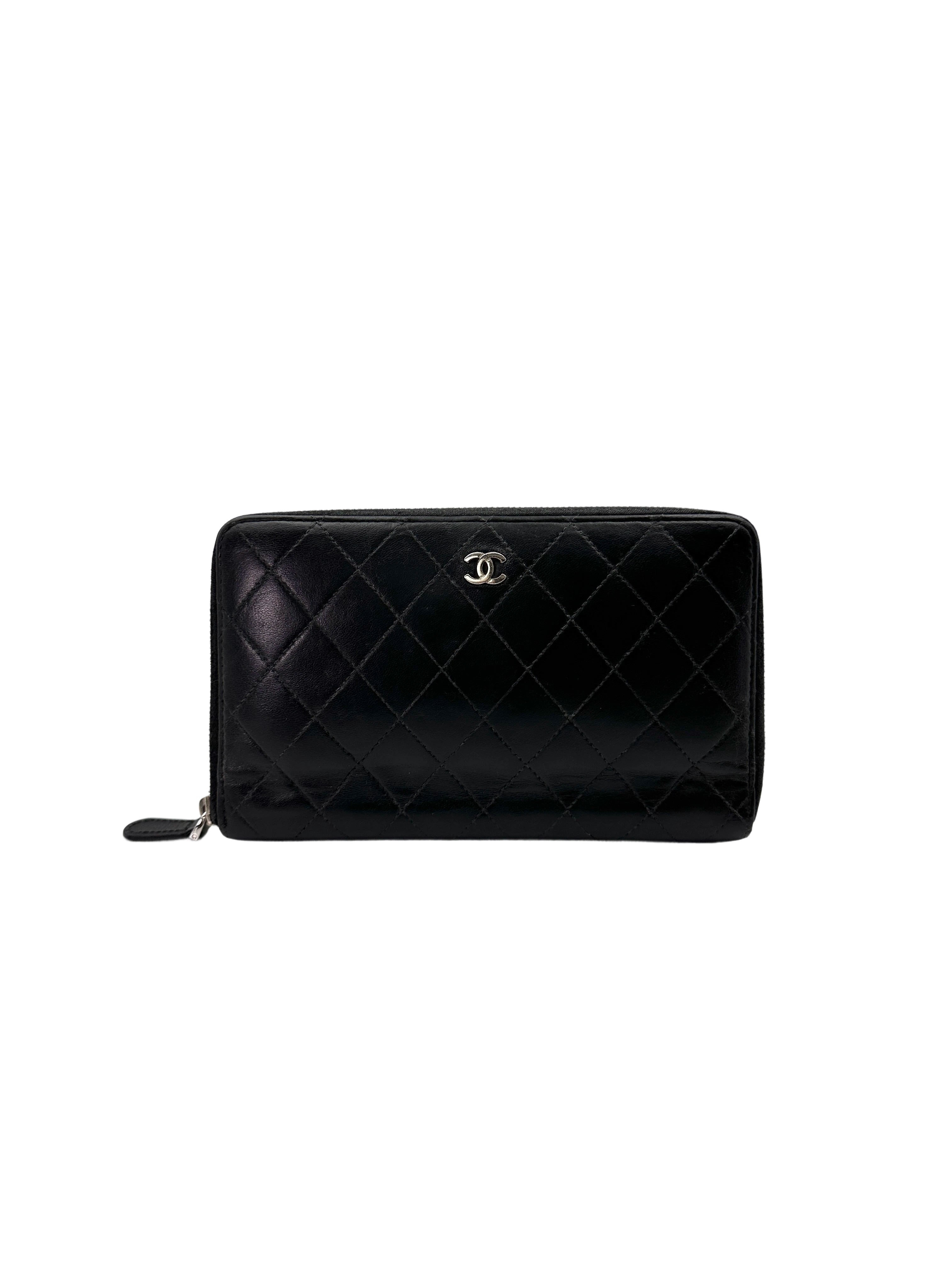 Chanel Black Matelasse Quillted Zippy Long Wallet(17***02) CC1817