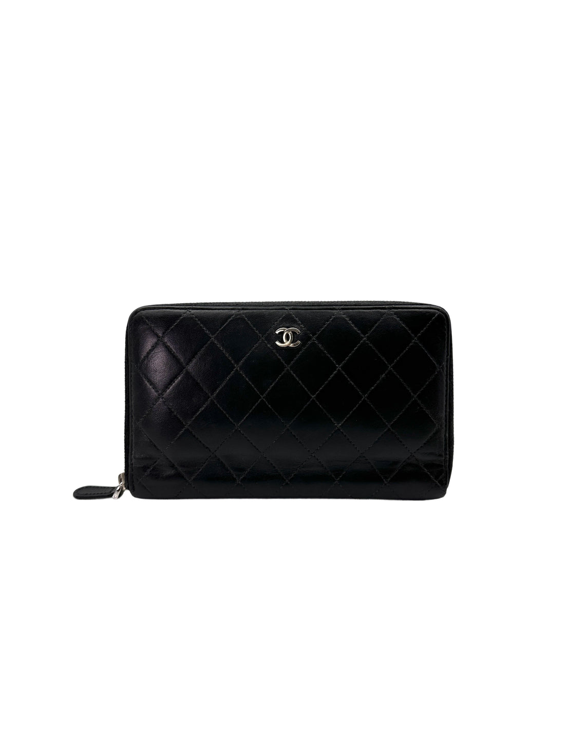Chanel Black Matelasse Quillted Zippy Long Wallet(17***02) CC1817