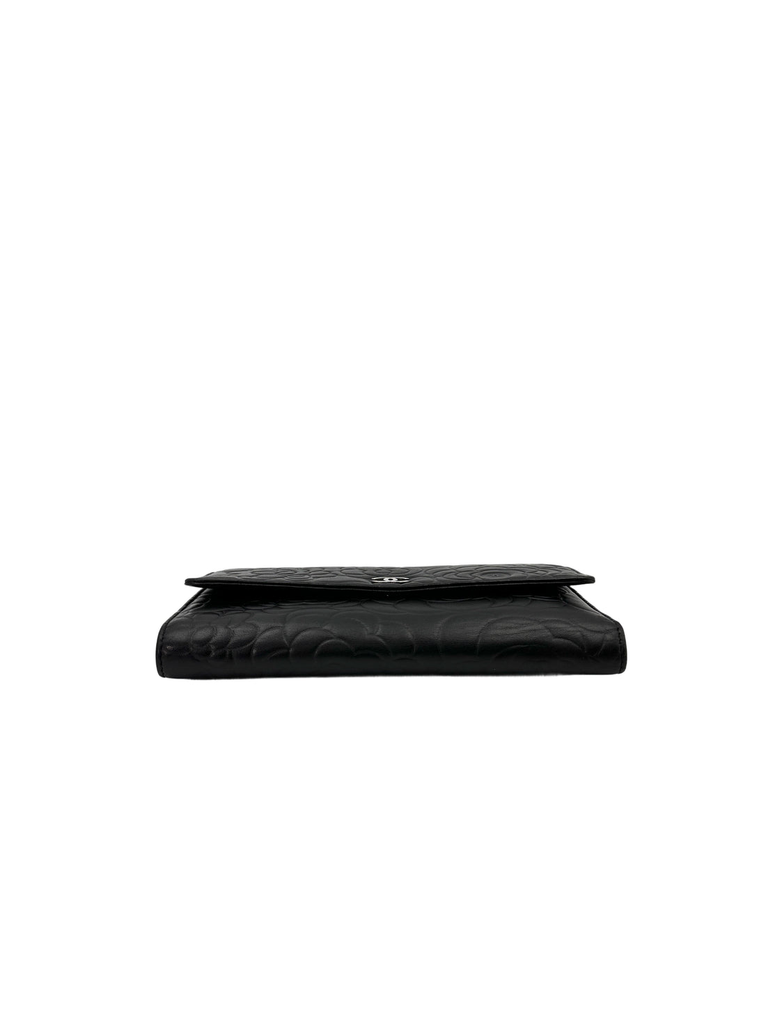 Chanel Black Camellia Embossed Leather Long Flap Wallet(16***13) CC1818