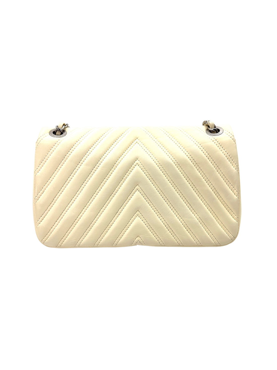 Chanel Classic Flap White Chevron Quilted Leather Flap Bag(21***41) CC1815