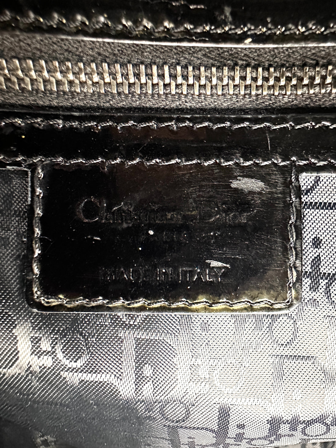 Christian Dior Lady Dior Black Cannage Patent Lambskin Handle Bag With Silver Charms DR684