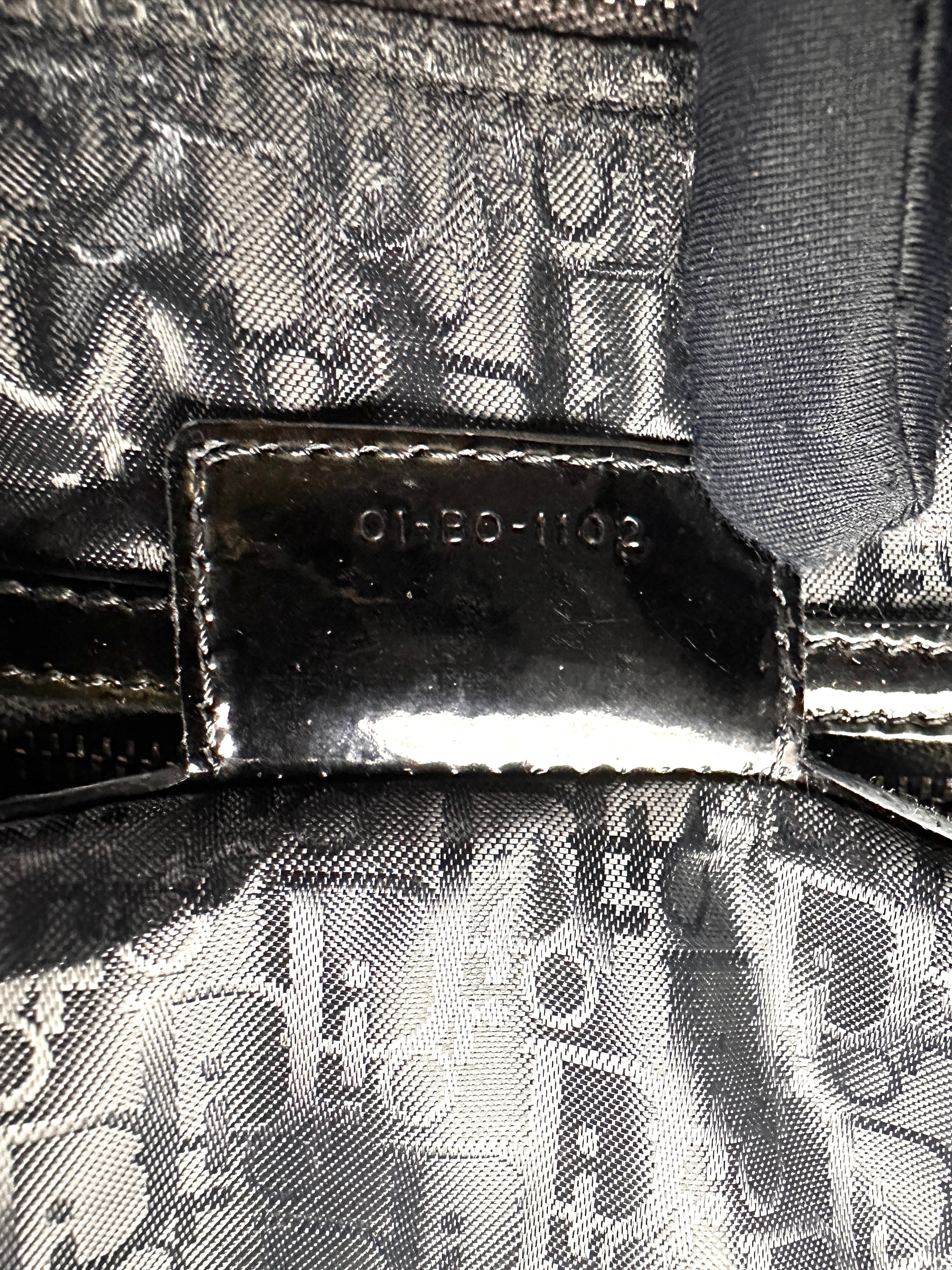 Christian Dior Lady Dior Black Cannage Patent Lambskin Handle Bag With Silver Charms DR684
