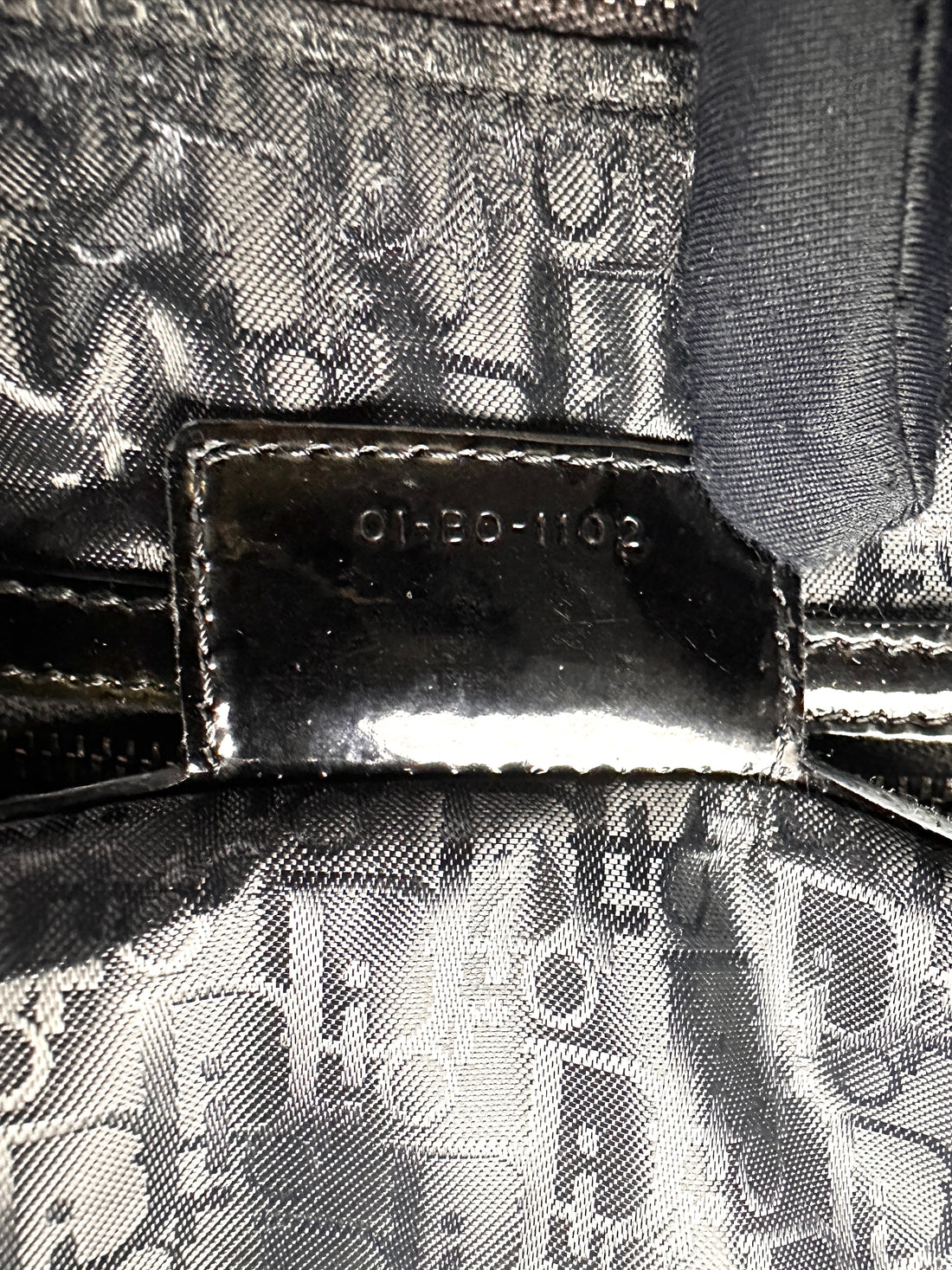 Christian Dior Lady Dior Black Cannage Patent Lambskin Handle Bag With Silver Charms DR684