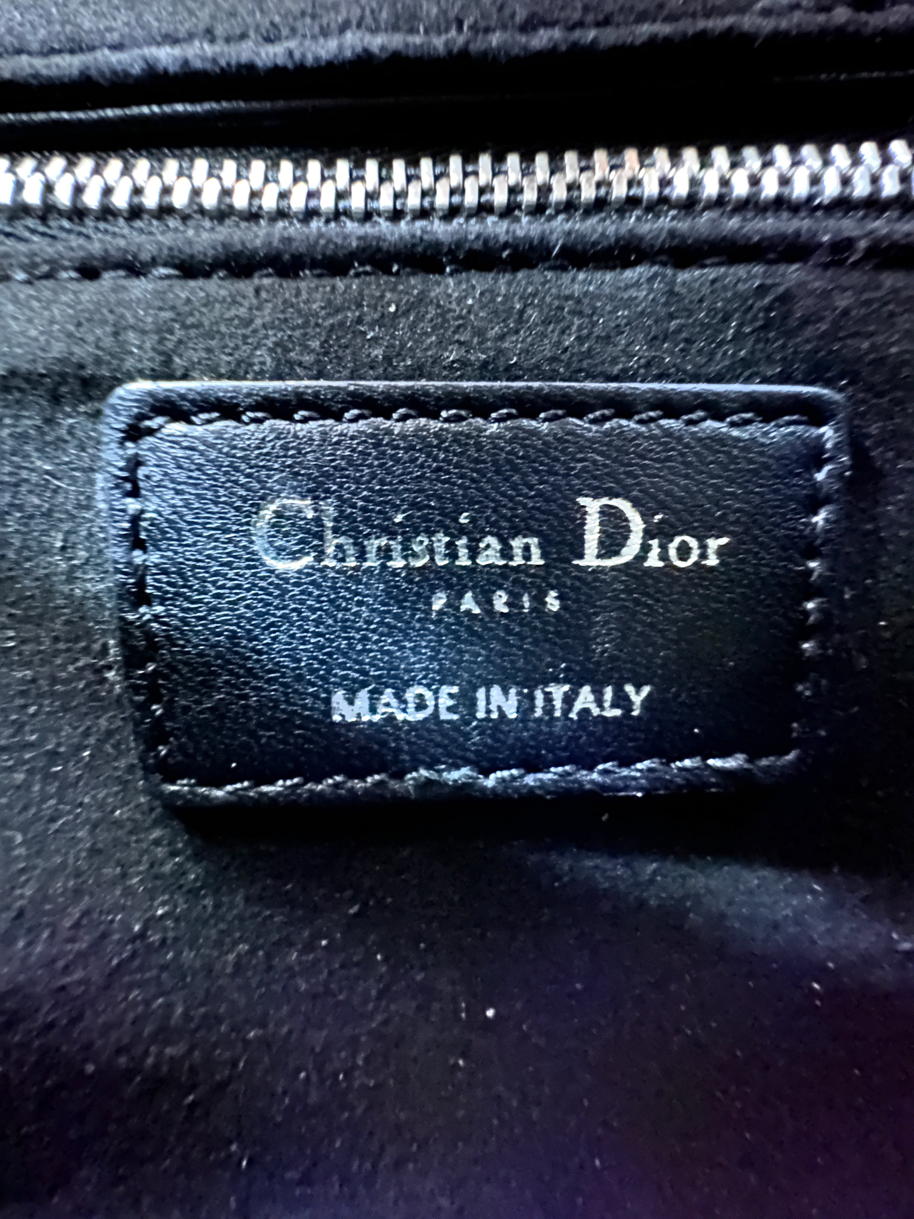 Christian Dior Lady Dior Black Cannage Lambskin Handle Bag With Silver Charms DR683