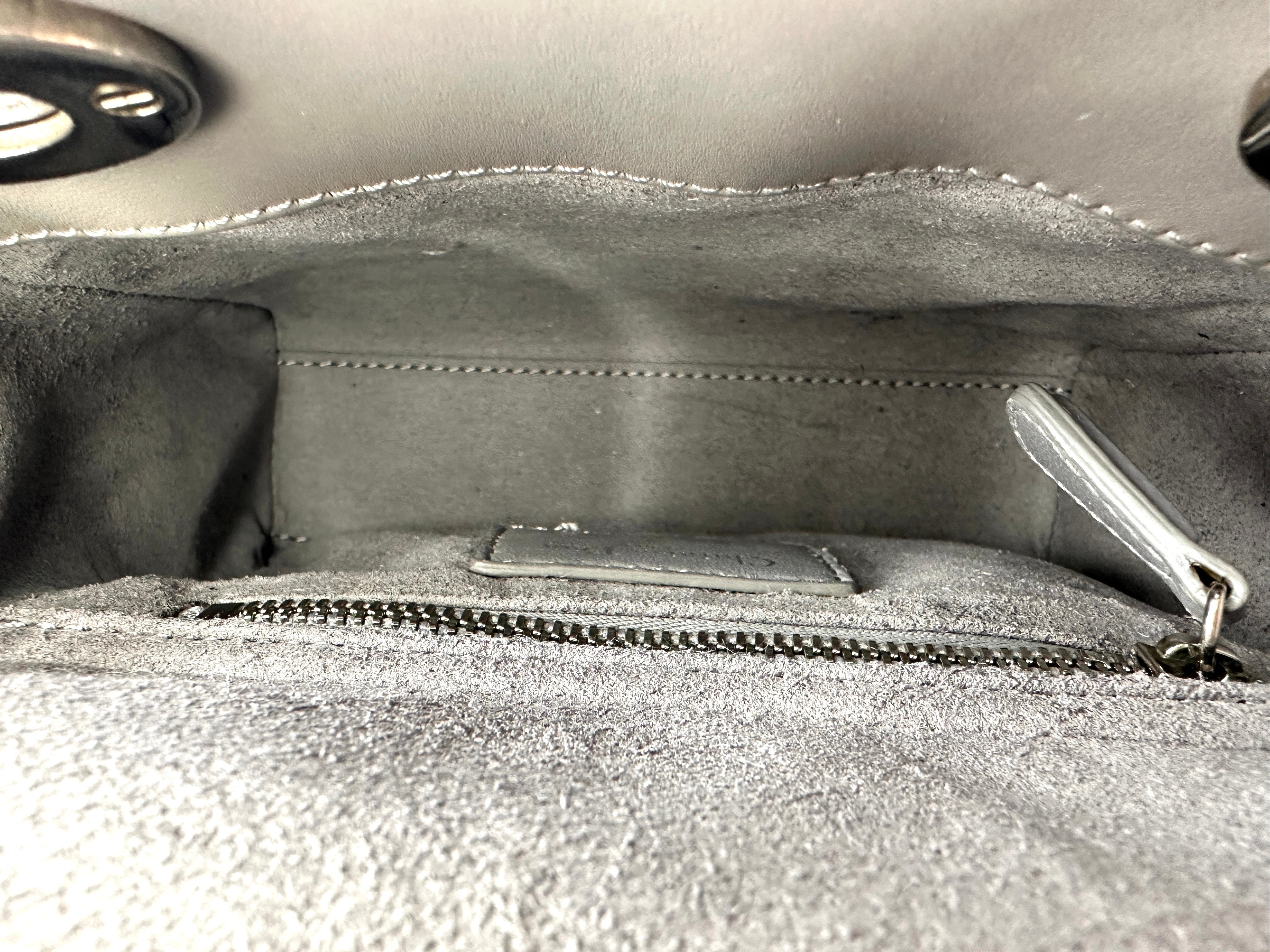 Christian Dior Lady Dior Grey Cannage Lambskin Handle Bag With Silver Charms DR685