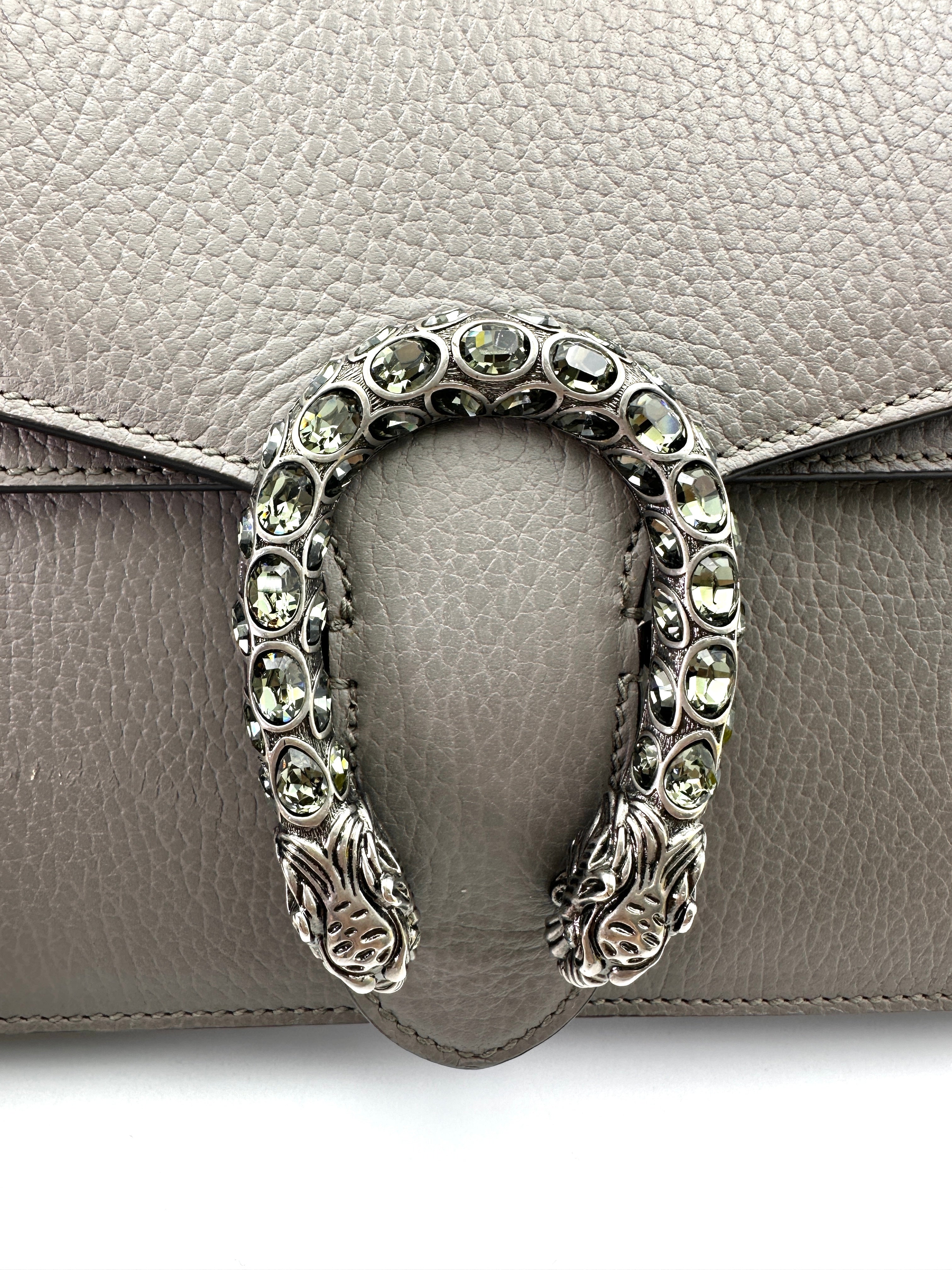 Gucci Dionysus Grey Leather Medium Size Shoulder Bag GG869