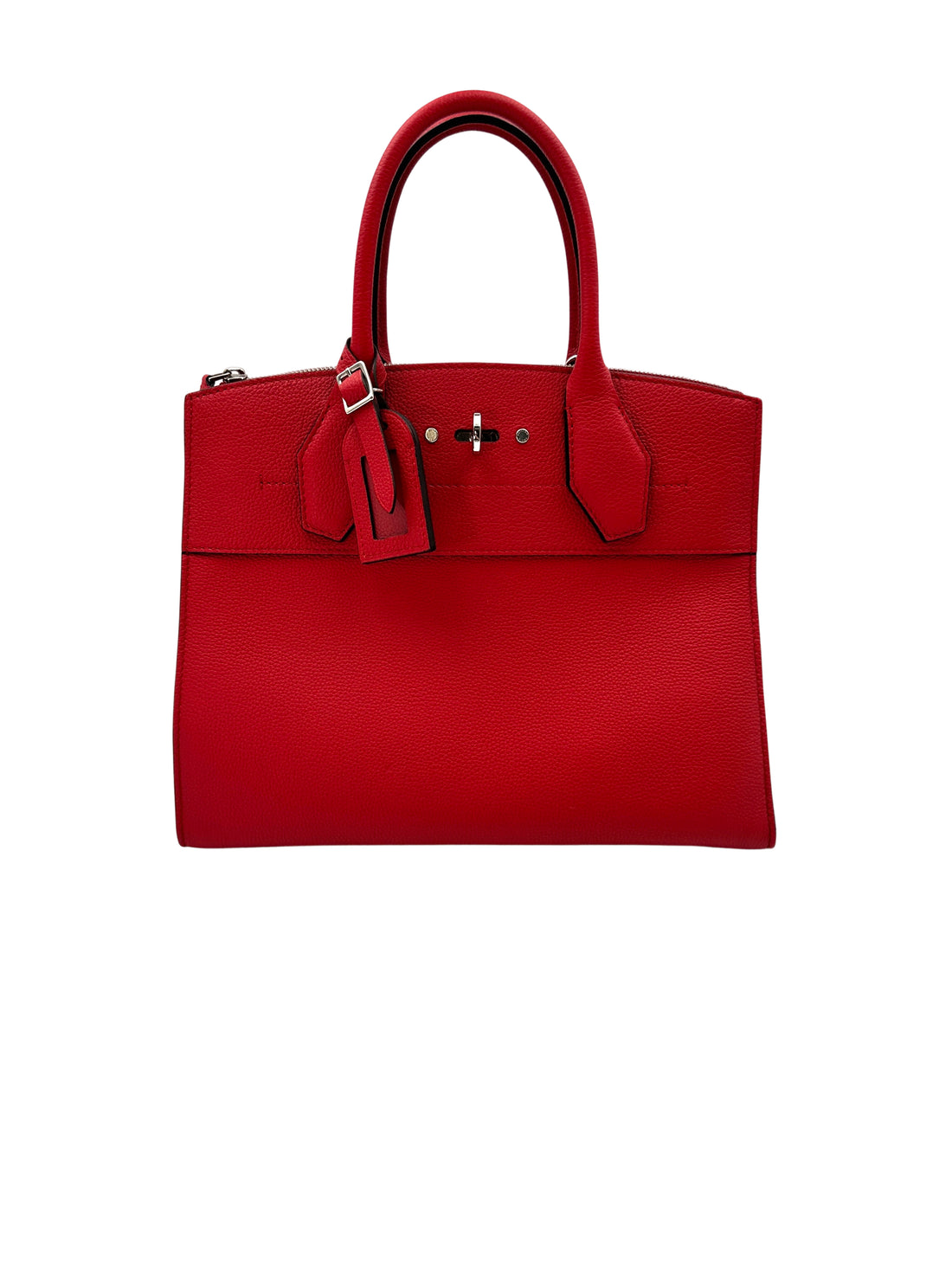 Louis Vuitton City Steamer MM Red Grained Leather Handle Bag LV2486