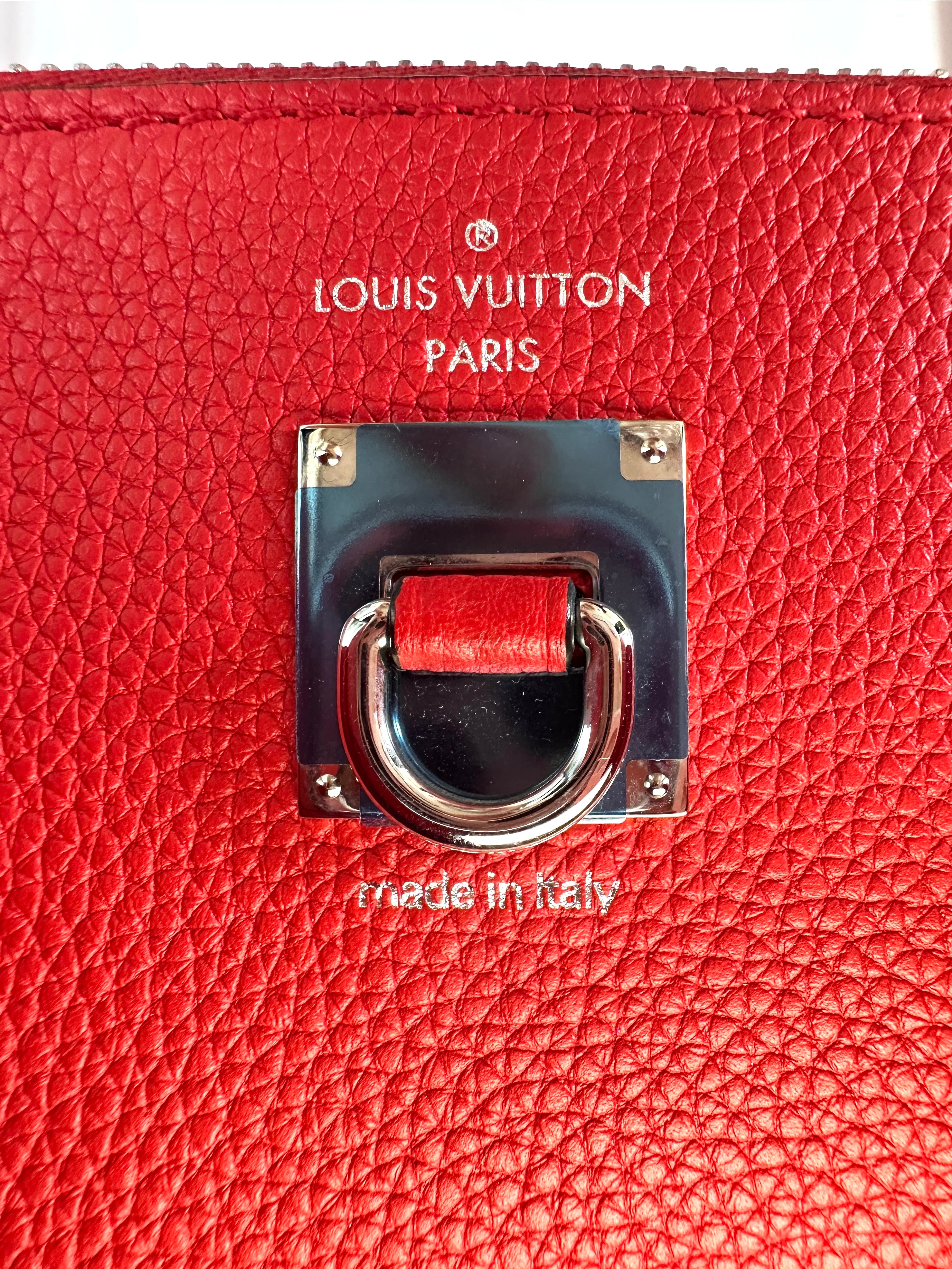 Louis Vuitton City Steamer MM Red Grained Leather Handle Bag LV2486