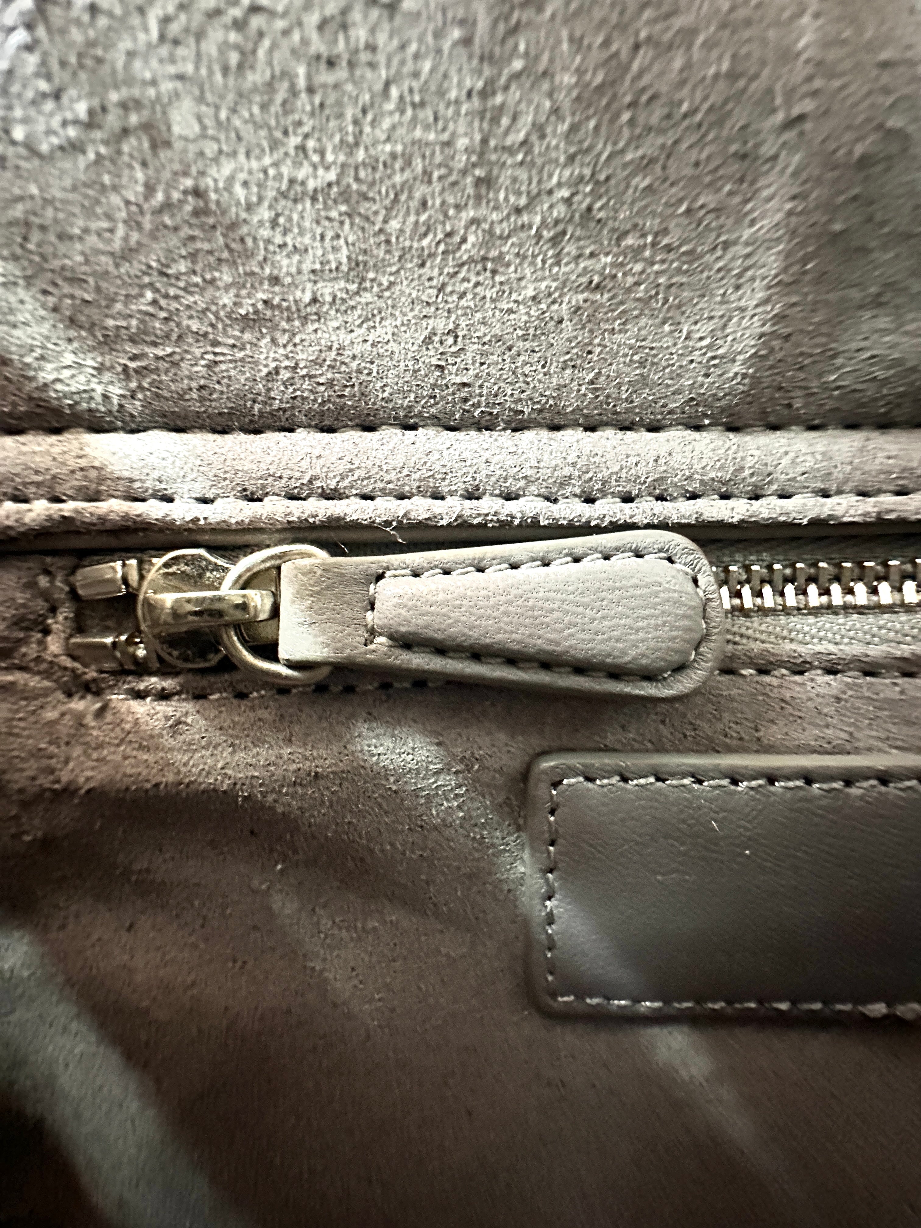 Christian Dior Lady Dior Grey Cannage Lambskin Handle Bag With Silver Charms DR686