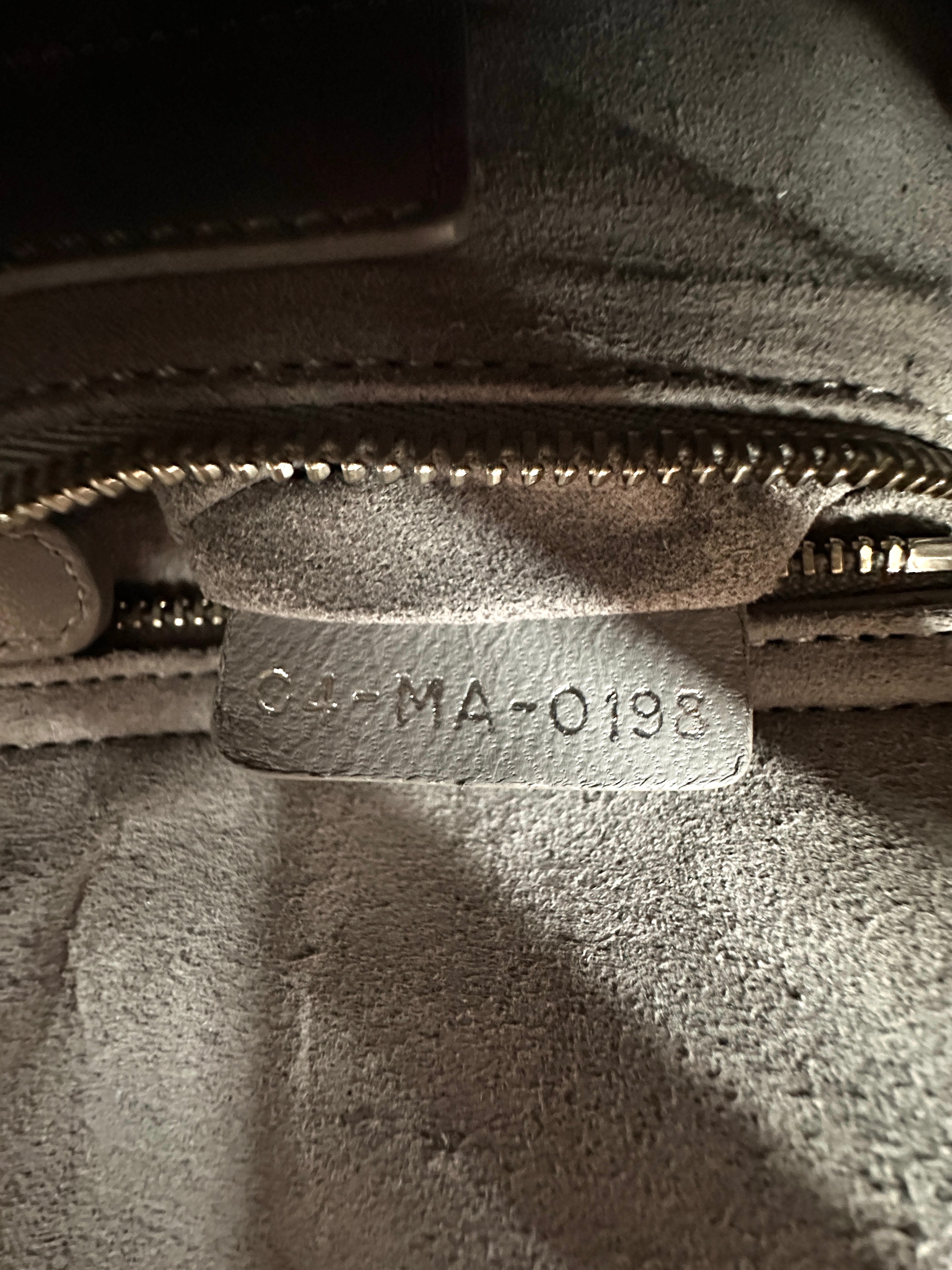 Christian Dior Lady Dior Grey Cannage Lambskin Handle Bag With Silver Charms DR686
