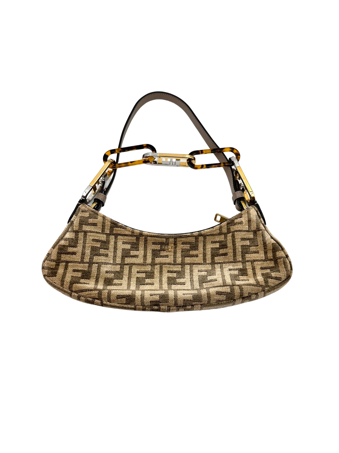 Fendi O'Lock Swing FF Tapestry Shoulder Bag FF95