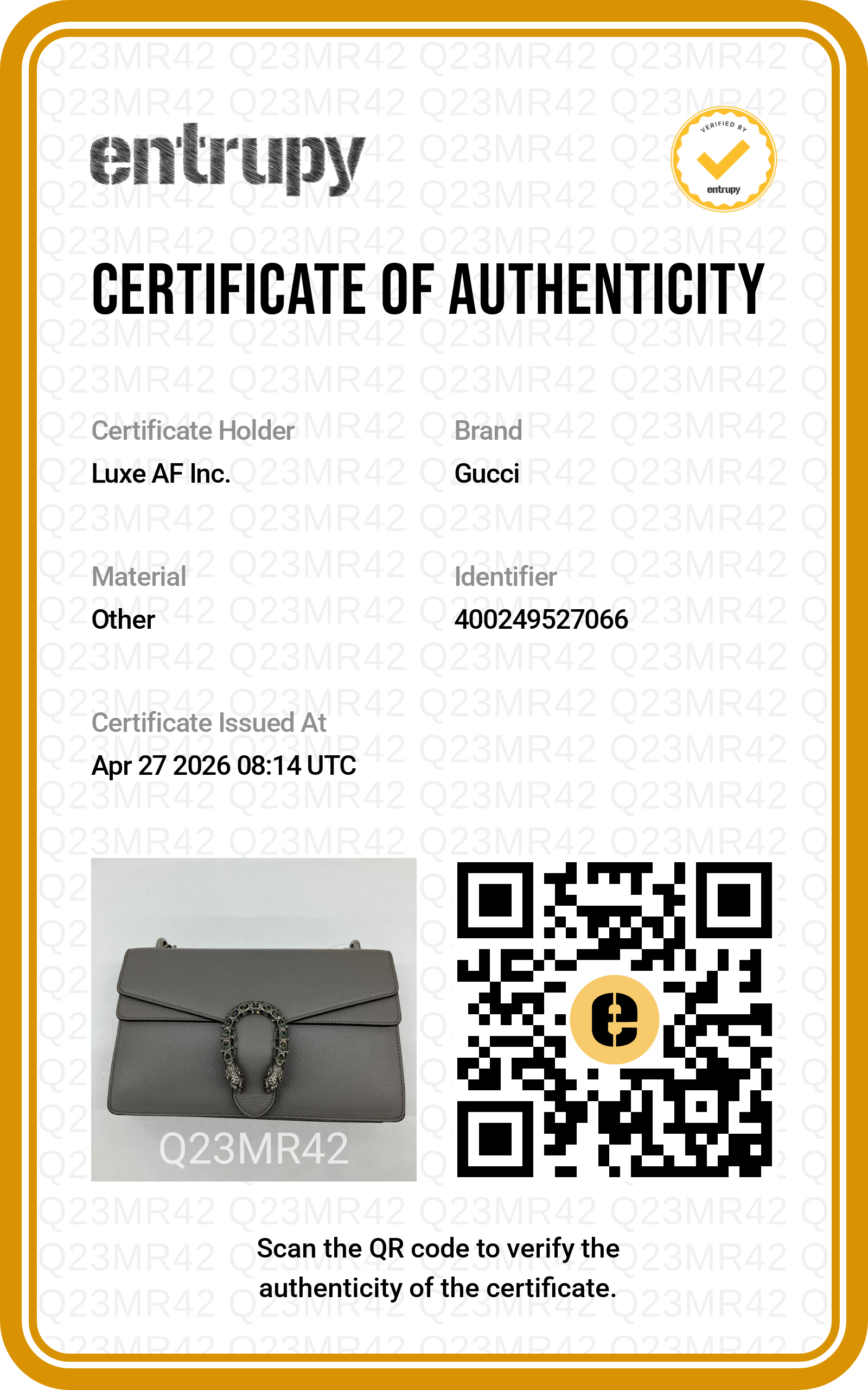 Gucci Dionysus Grey Leather Medium Size Shoulder Bag GG869