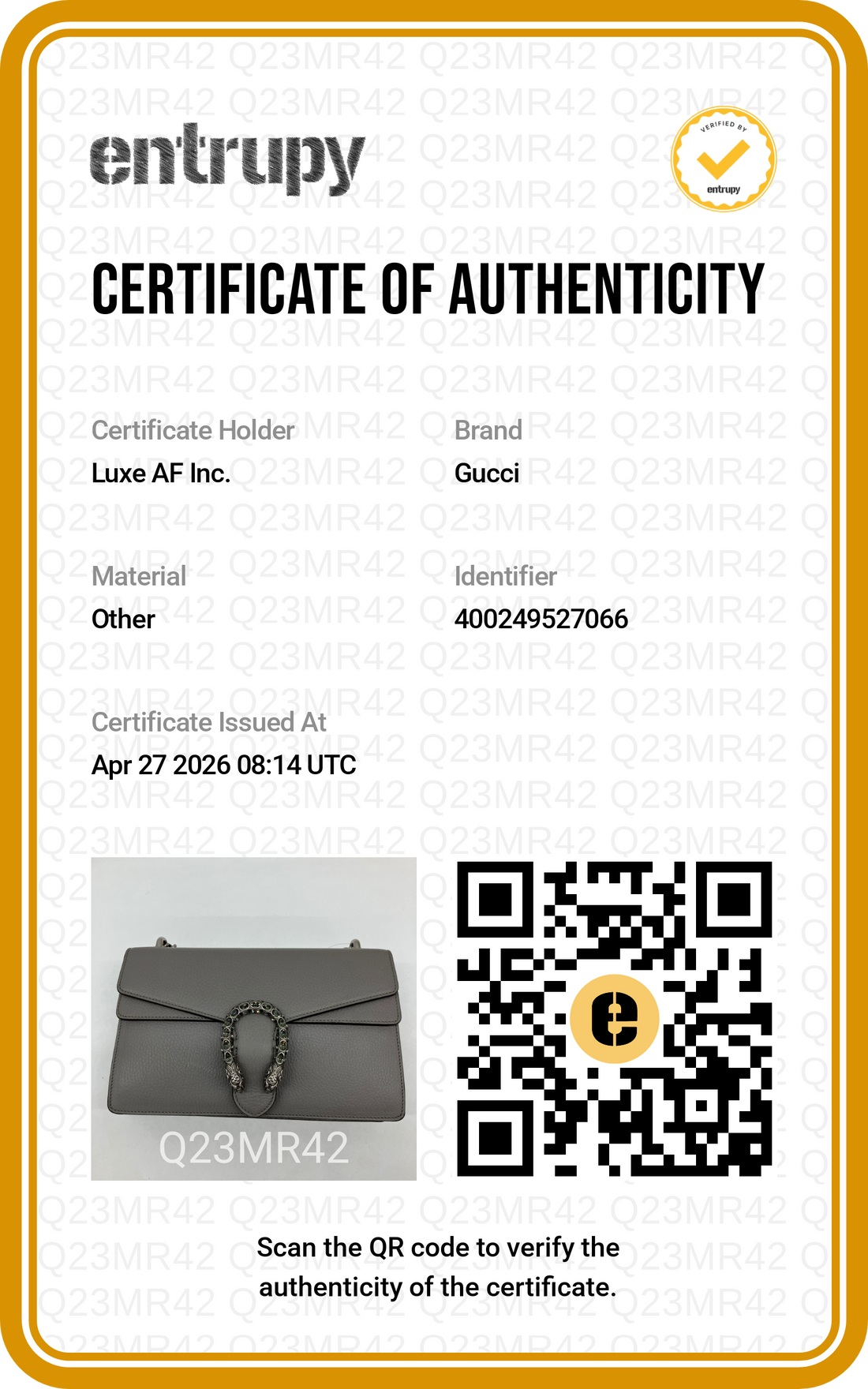 Gucci Dionysus Grey Leather Medium Size Shoulder Bag GG869