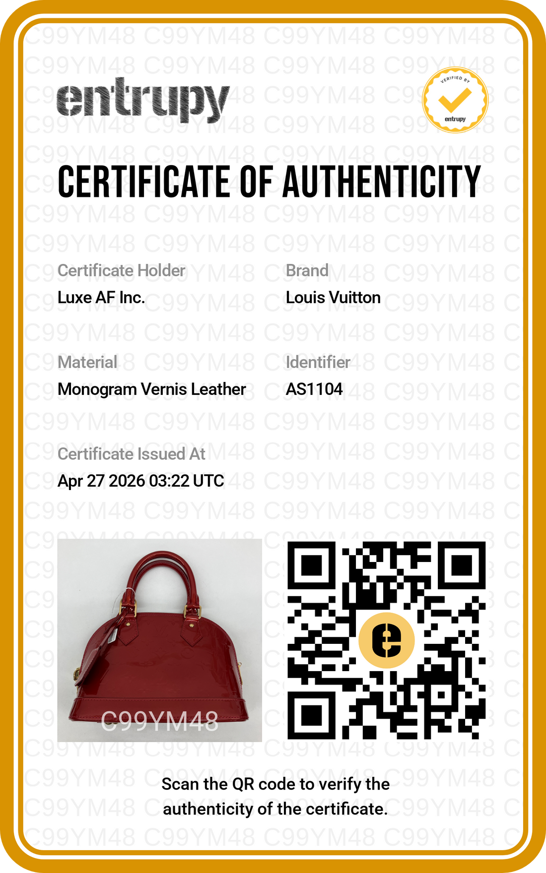 Louis Vuitton Alma BB Red Epi Leather Handle Bag LV2484