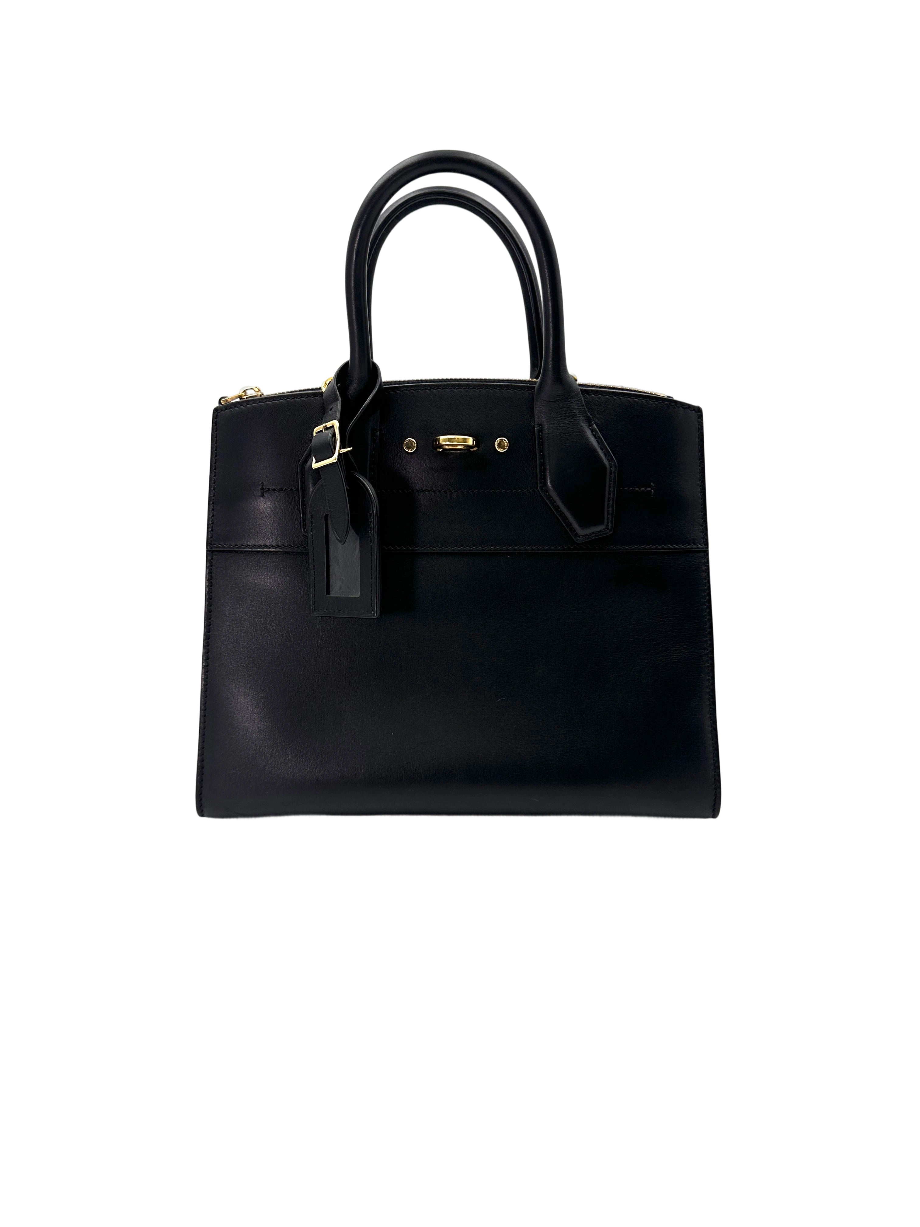Louis Vuitton City Steamer Black Grained Leather Handle Bag LV2487