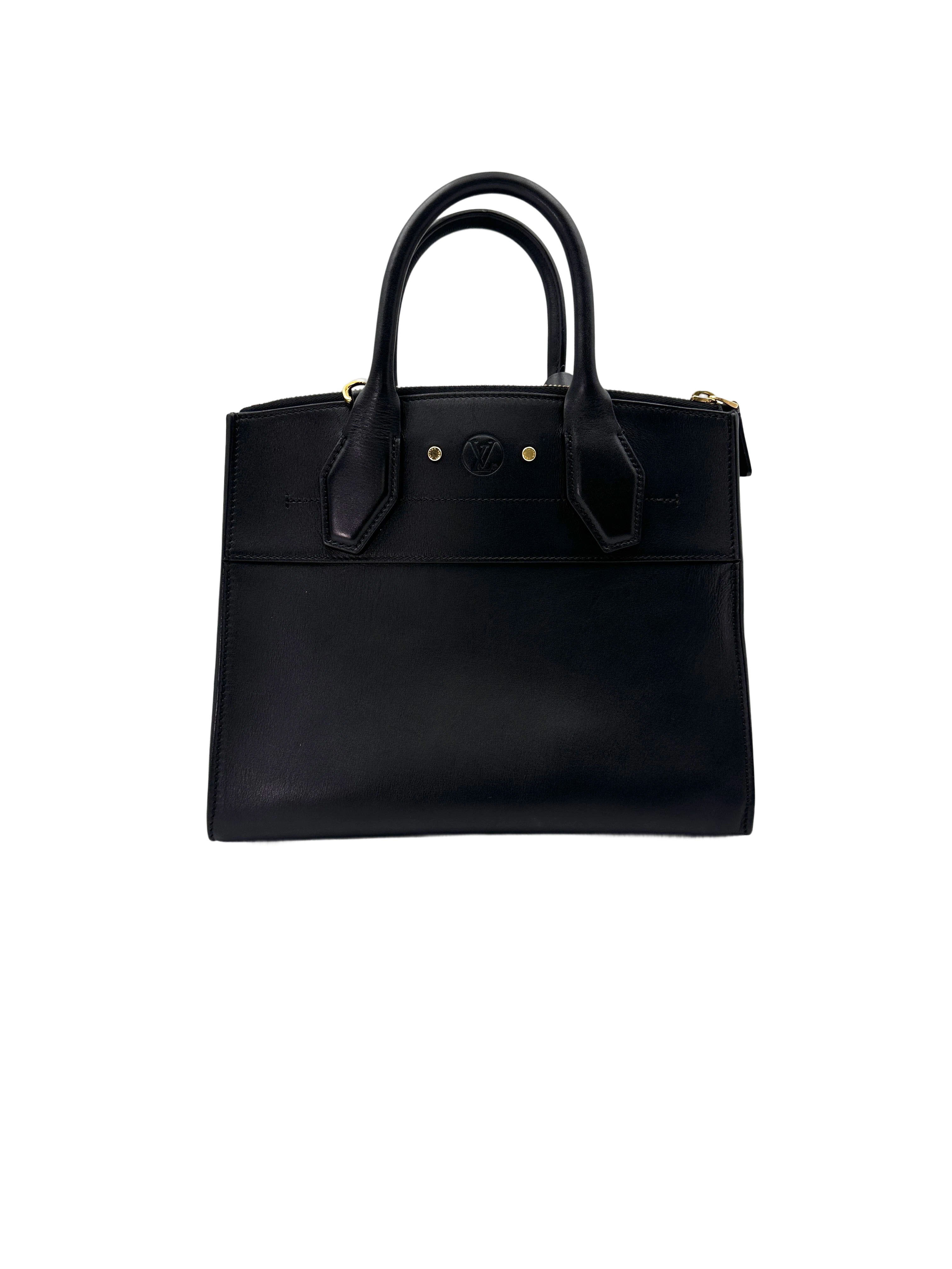 Louis Vuitton City Steamer Black Grained Leather Handle Bag LV2487