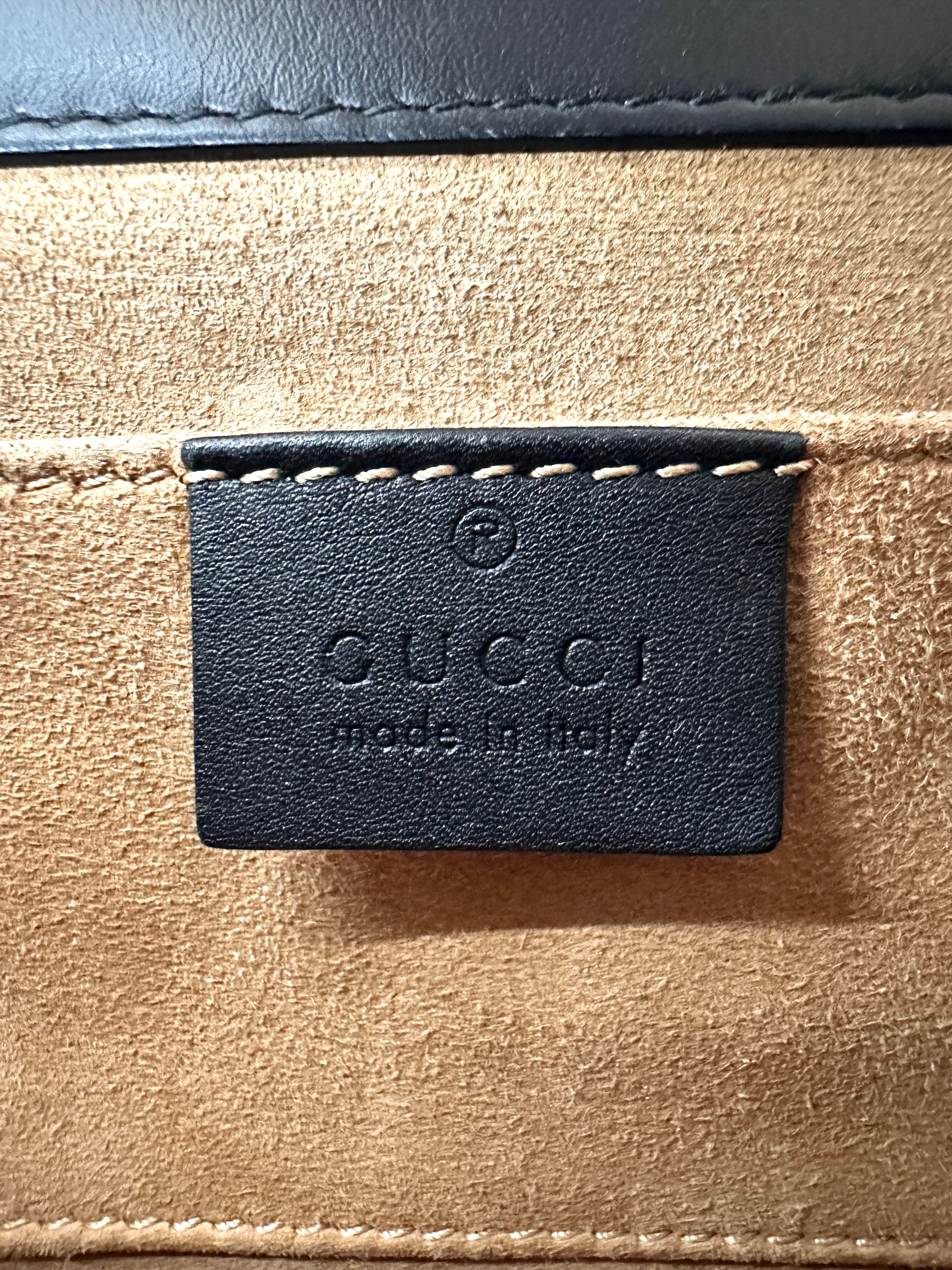 Gucci Padlock Black Leather Pearl Studded Shoulder Bag GG872