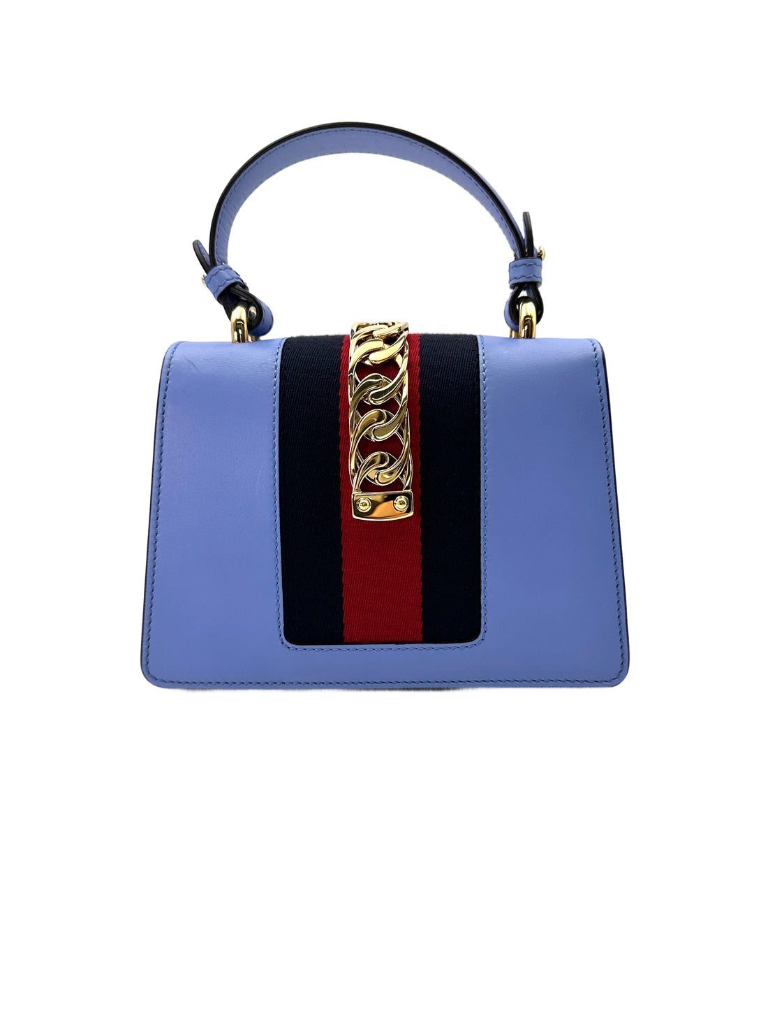 Gucci Sylvie Blue Leather Small Size Shoulder Bag GG871