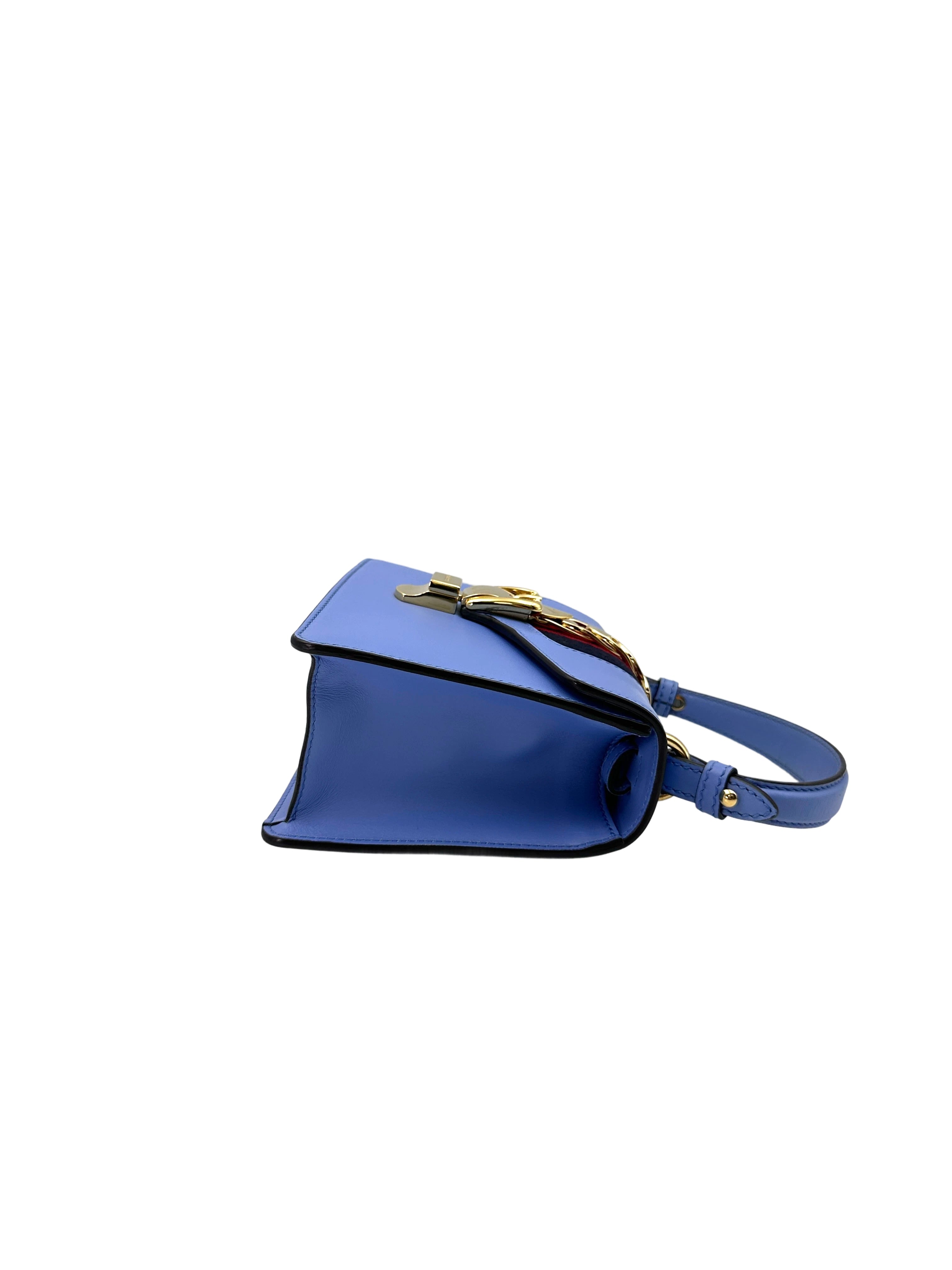 Gucci Sylvie Blue Leather Small Size Shoulder Bag GG871