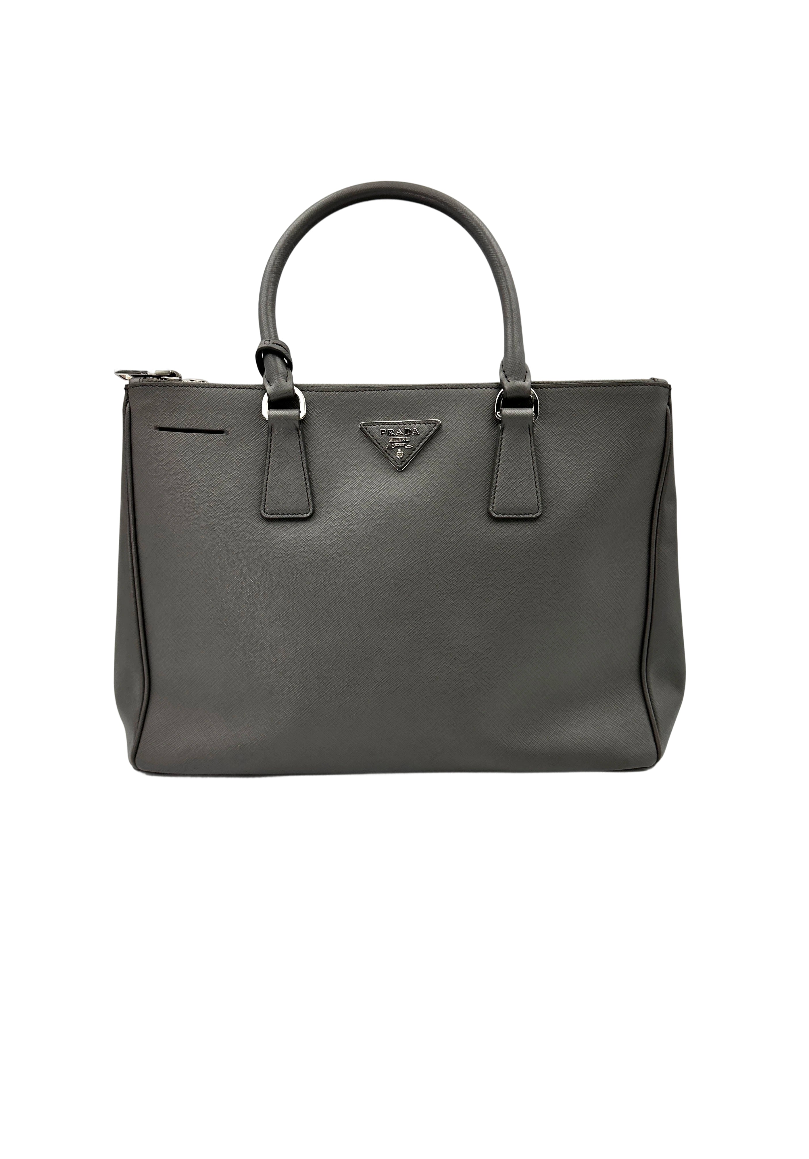 Prada Galleria Grey Saffiano Lux Leather Handle Bag PR283