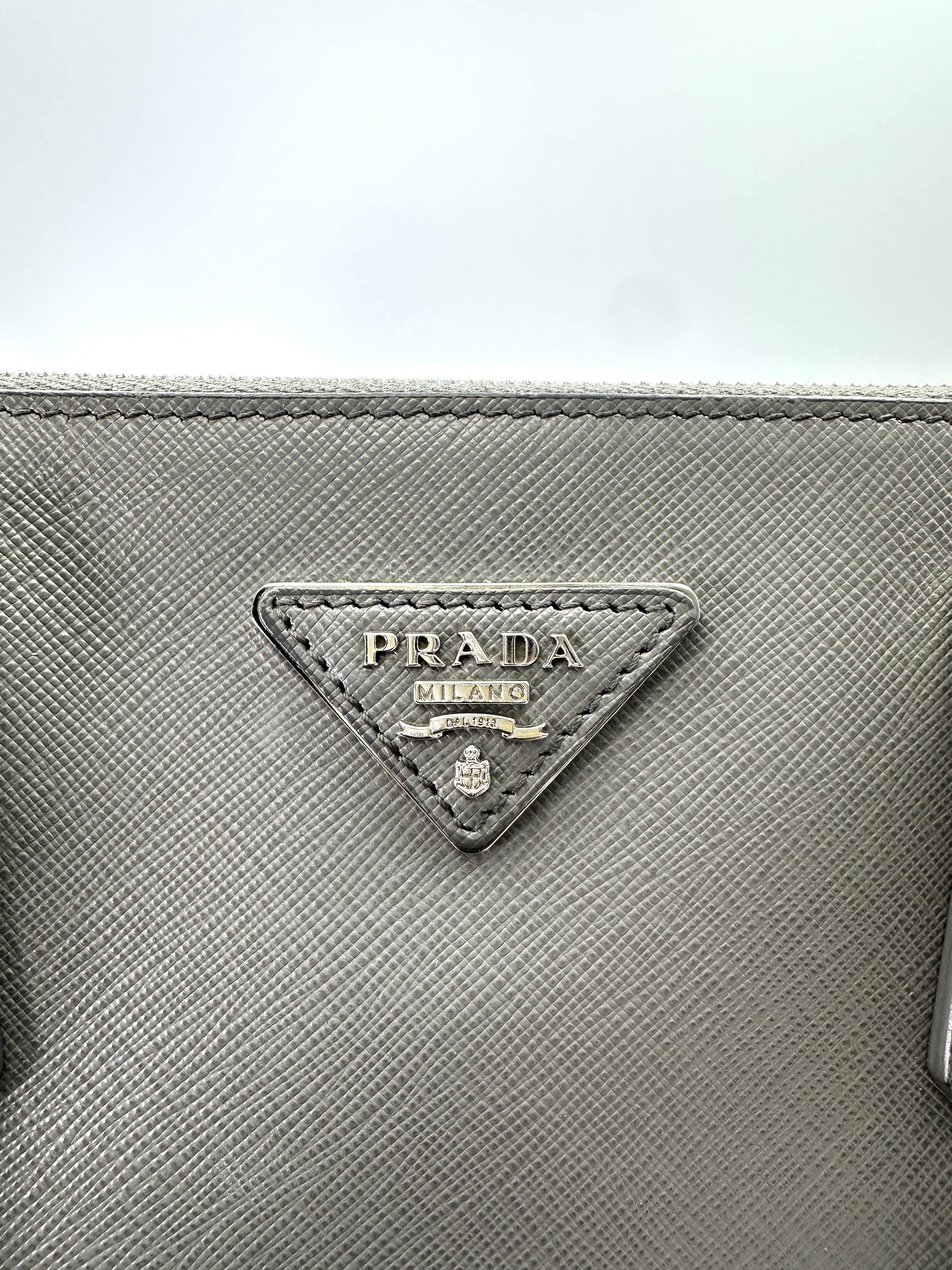 Prada Galleria Grey Saffiano Lux Leather Handle Bag PR283