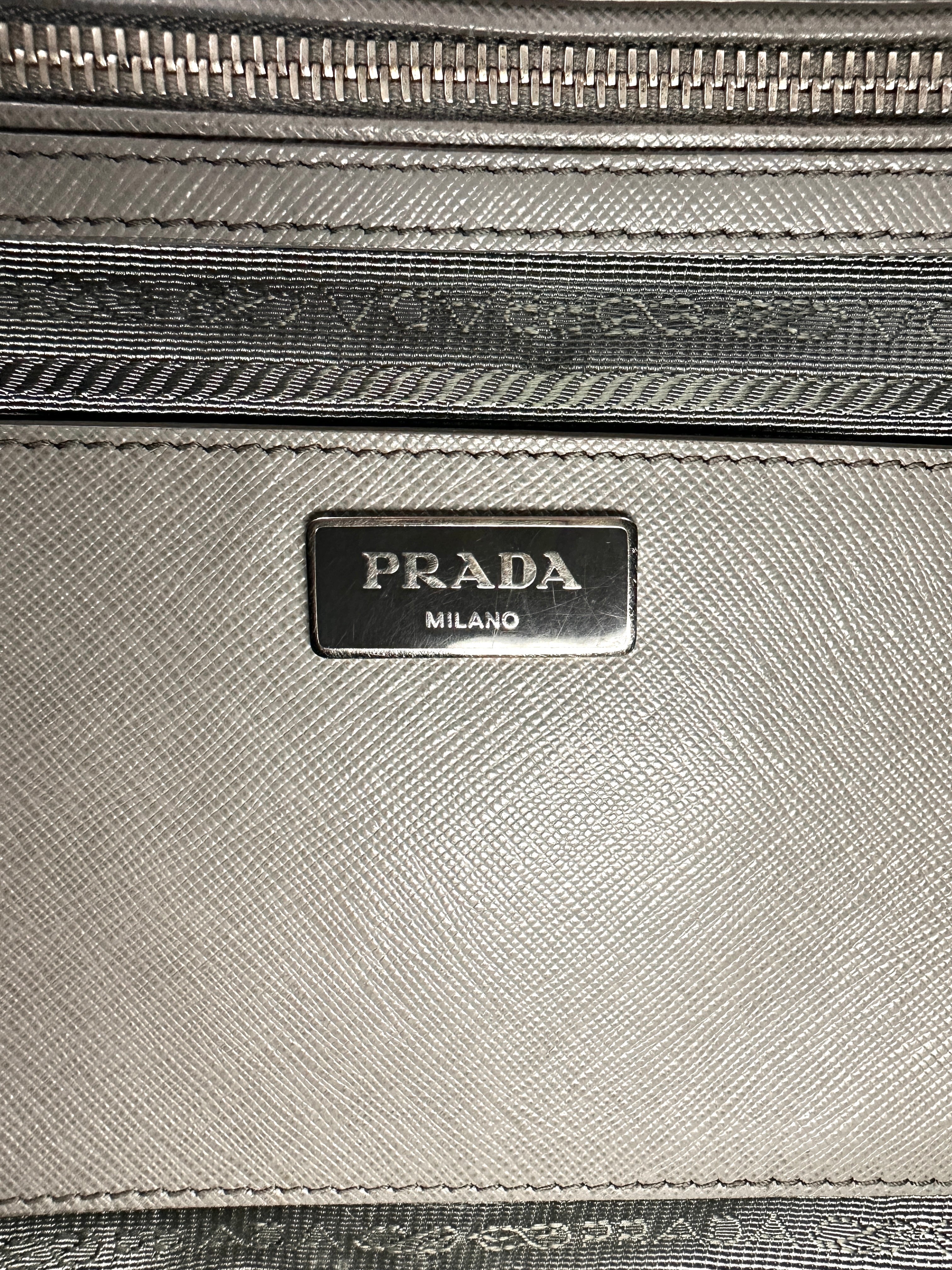 Prada Galleria Grey Saffiano Lux Leather Handle Bag PR283
