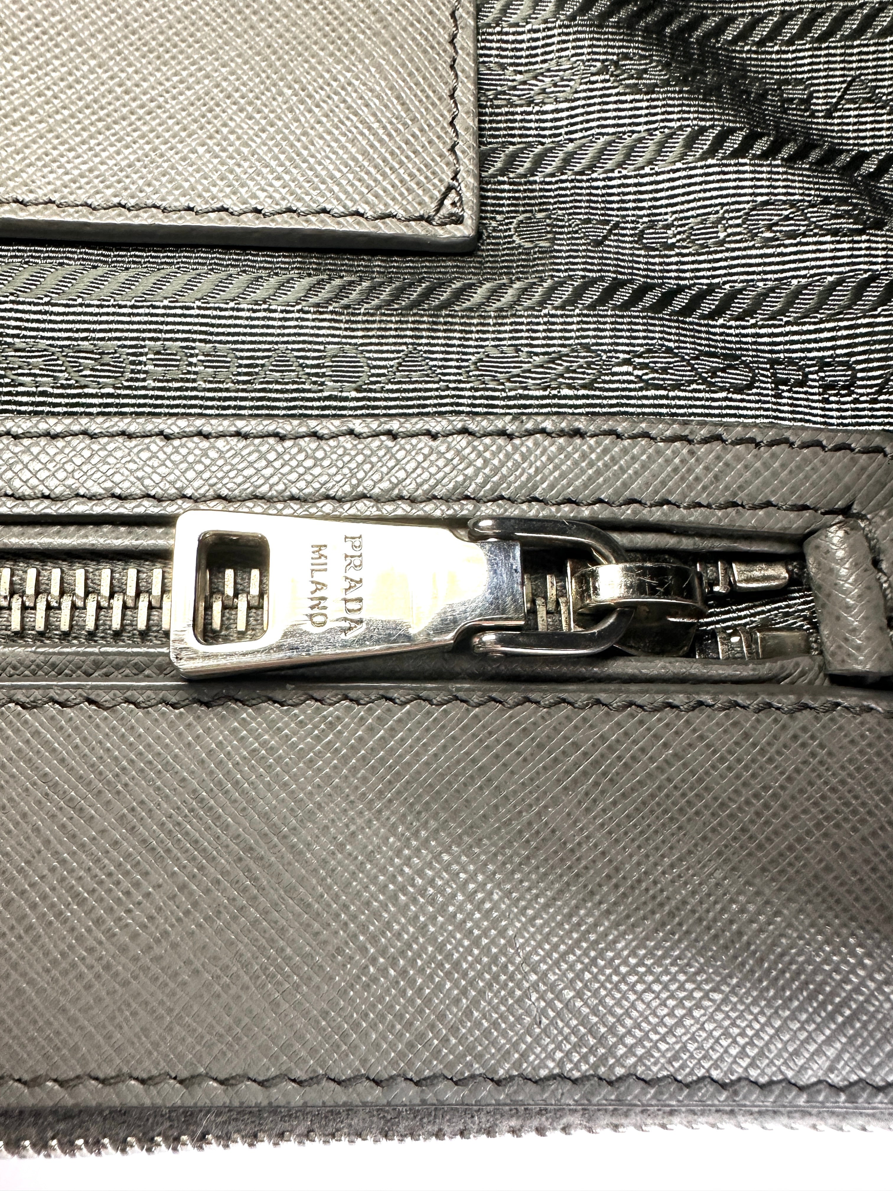 Prada Galleria Grey Saffiano Lux Leather Handle Bag PR283