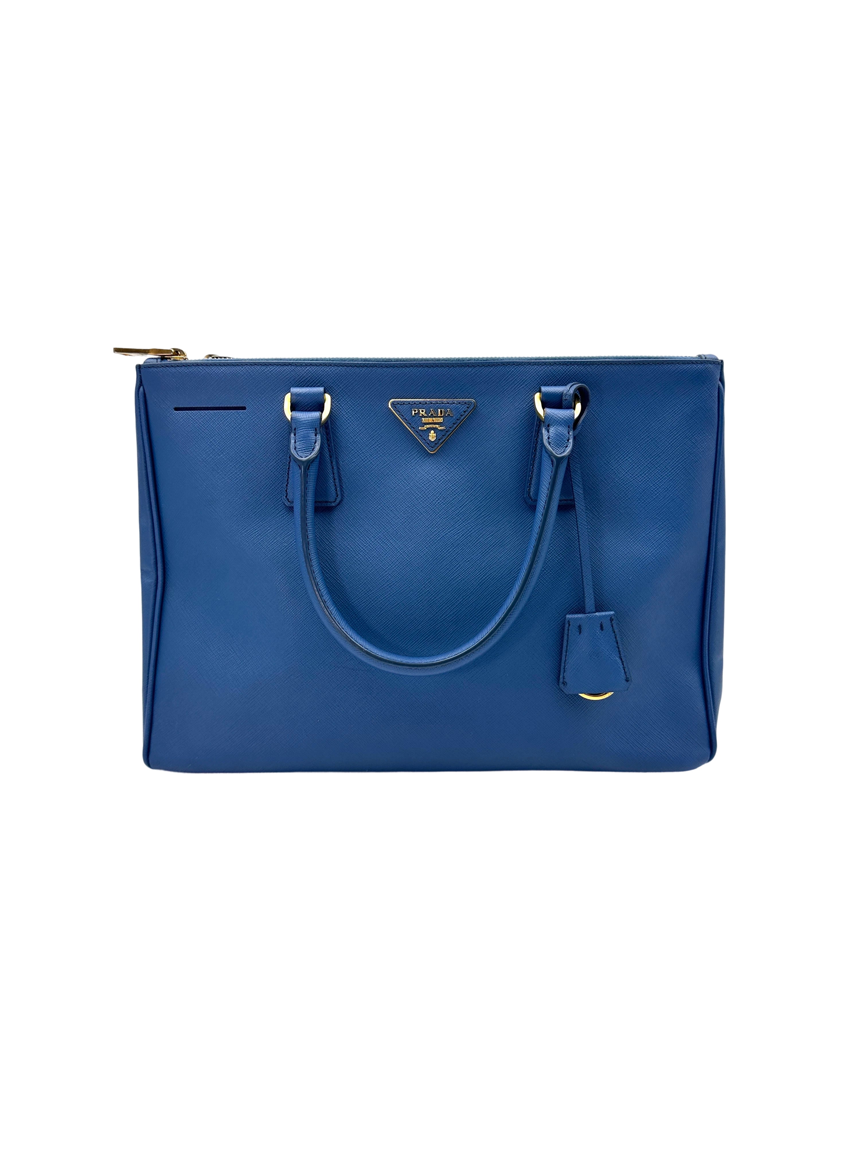 Prada Galleria Blue Saffiano Lux Leather Handle Bag PR285