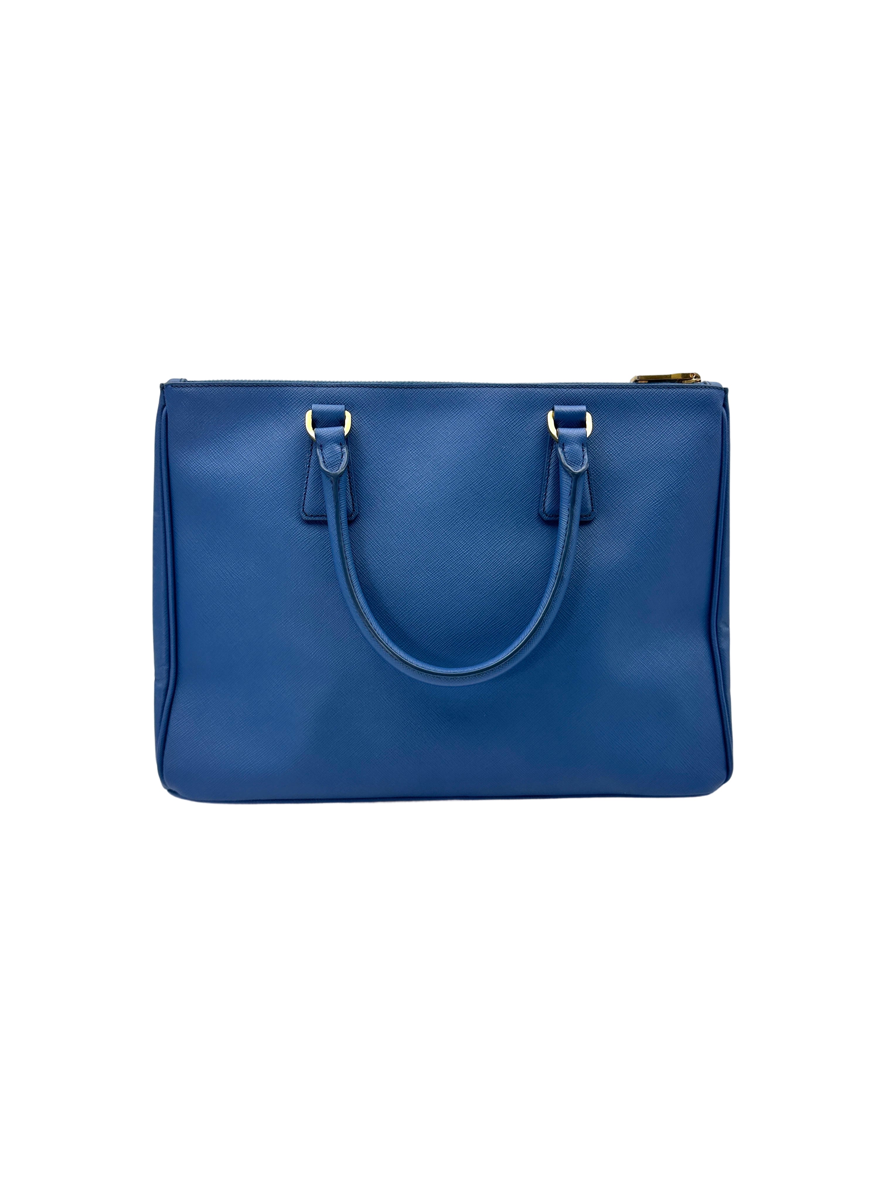 Prada Galleria Blue Saffiano Lux Leather Handle Bag PR285