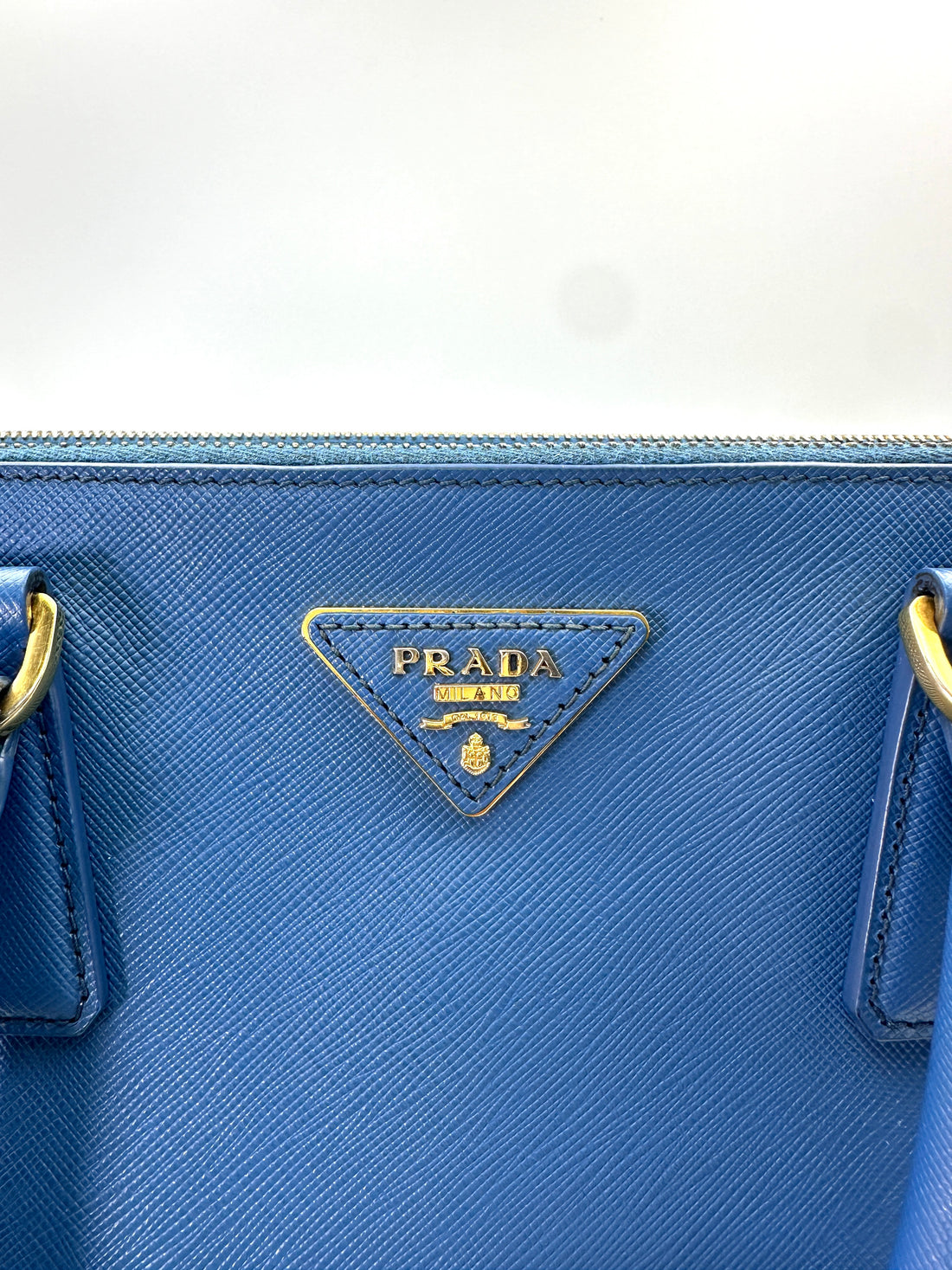 Prada Galleria Blue Saffiano Lux Leather Handle Bag PR285