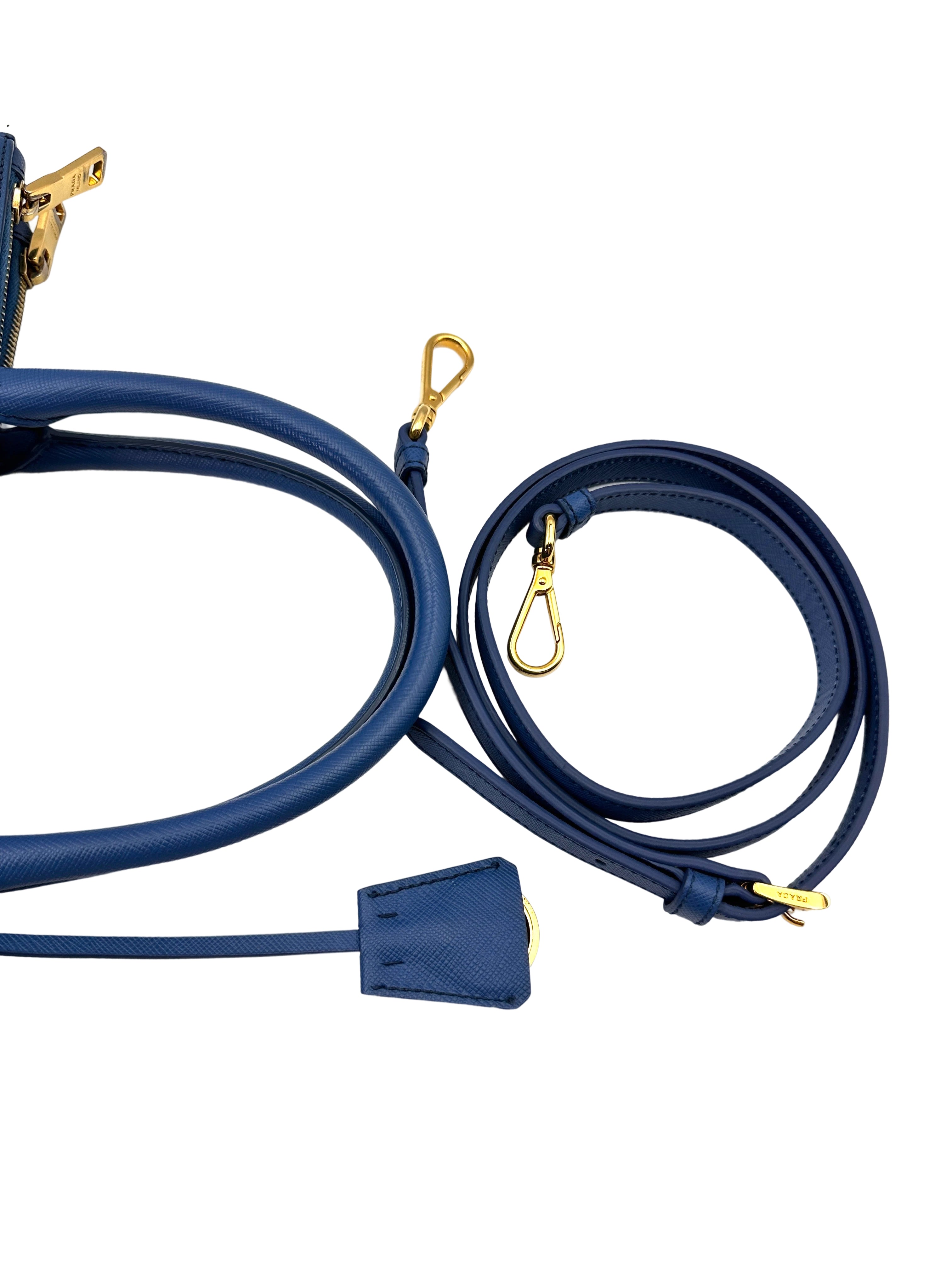 Prada Galleria Blue Saffiano Lux Leather Handle Bag PR285