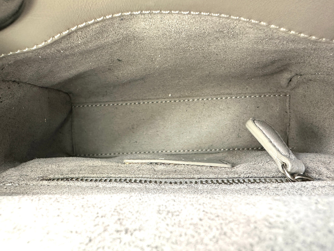 Christian Dior Lady Dior Grey Cannage Lambskin Handle Bag With Silver Charms DR687