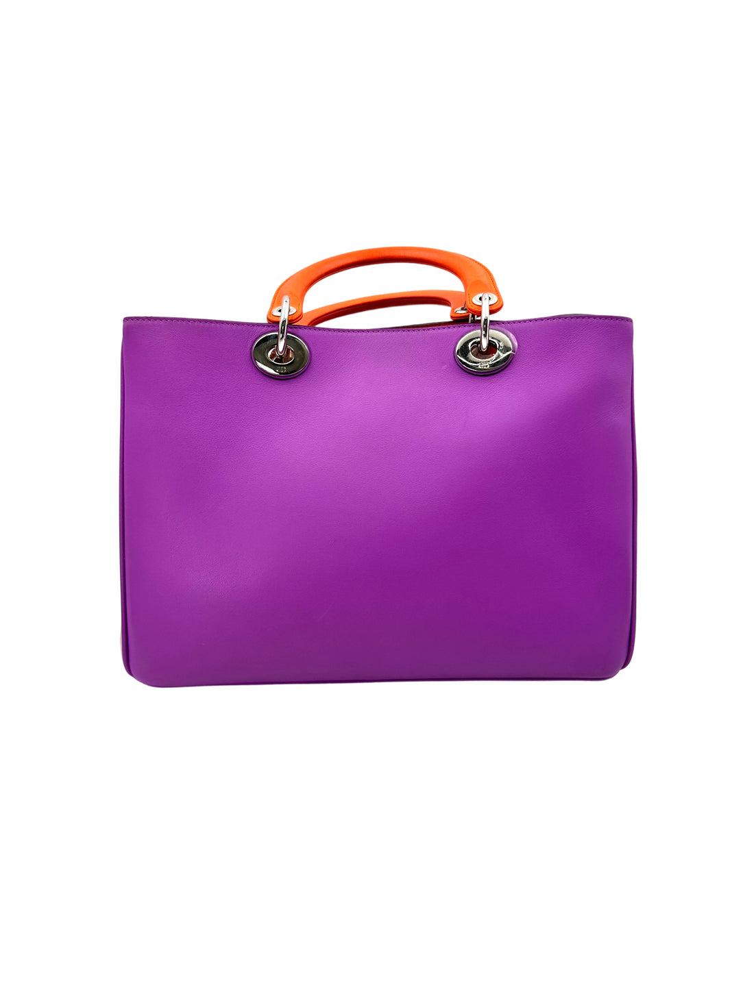 Christian Dior Diorissimo Purple Leather Orange Handle Bag DR689
