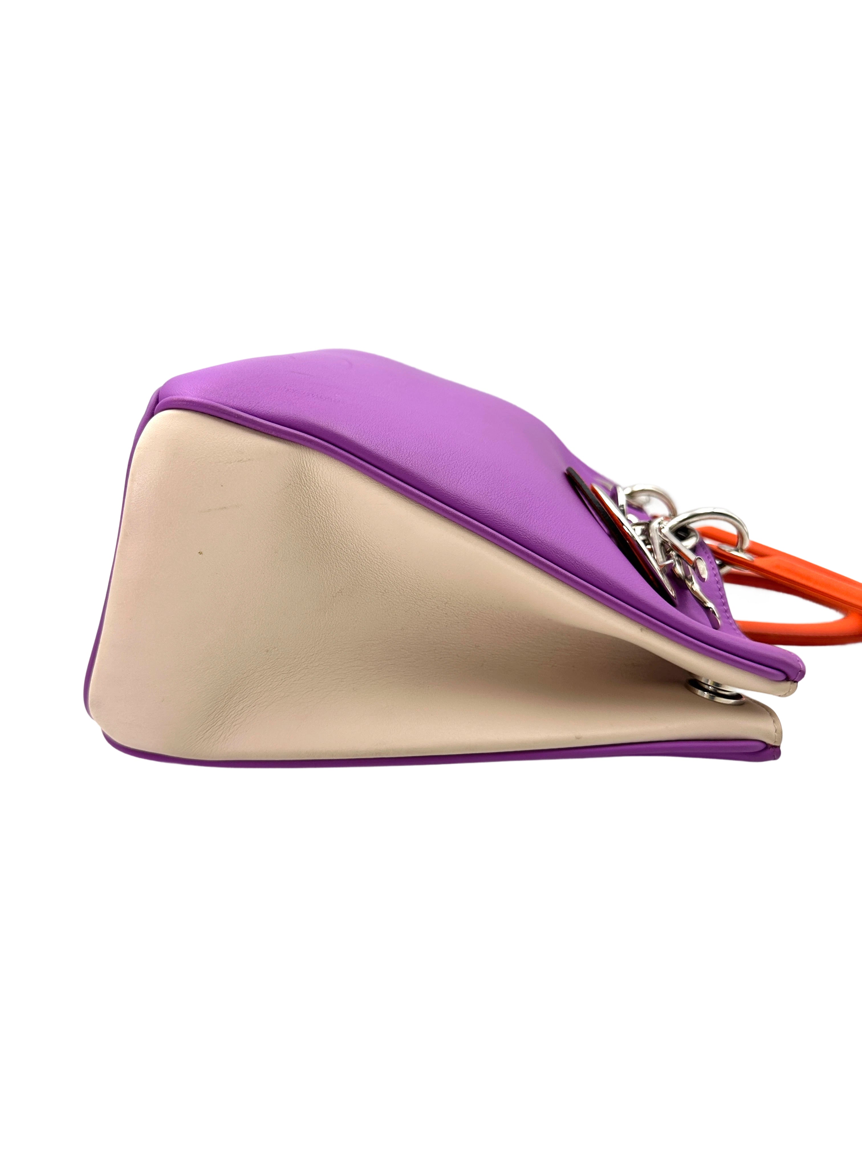 Christian Dior Diorissimo Purple Leather Orange Handle Bag DR689