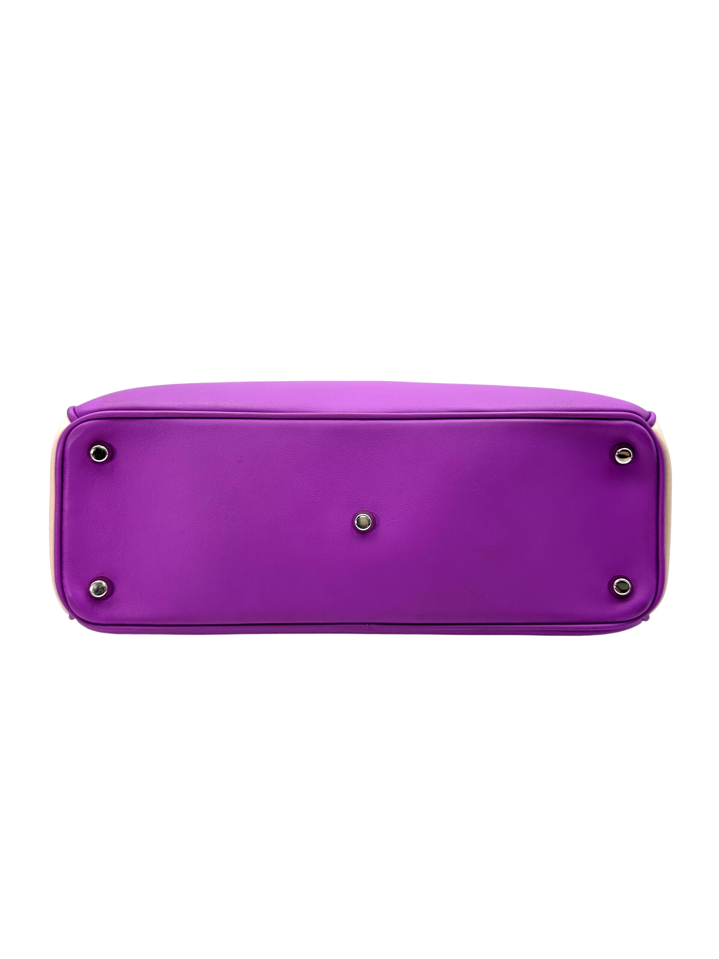 Christian Dior Diorissimo Purple Leather Orange Handle Bag DR689