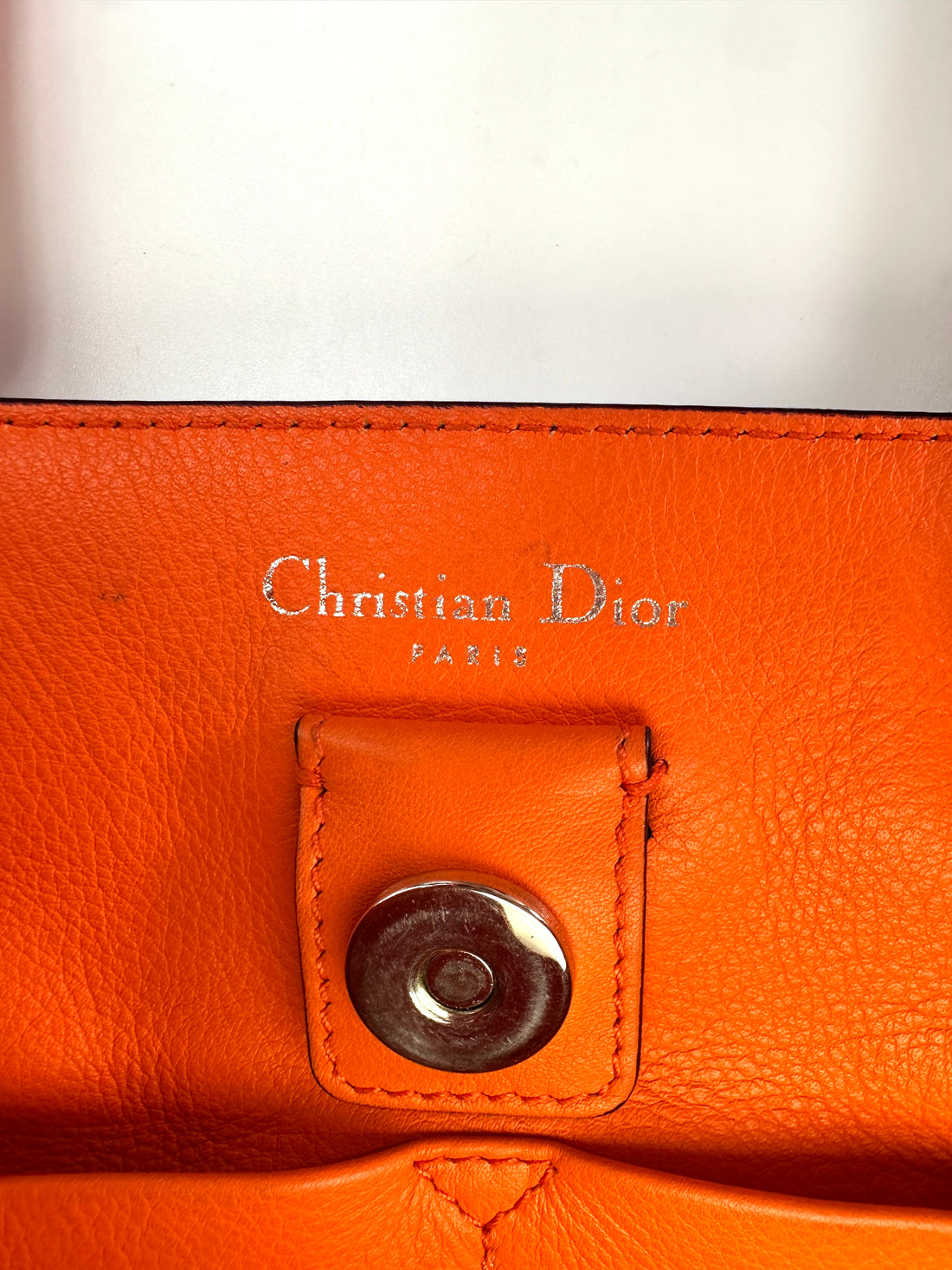 Christian Dior Diorissimo Purple Leather Orange Handle Bag DR689