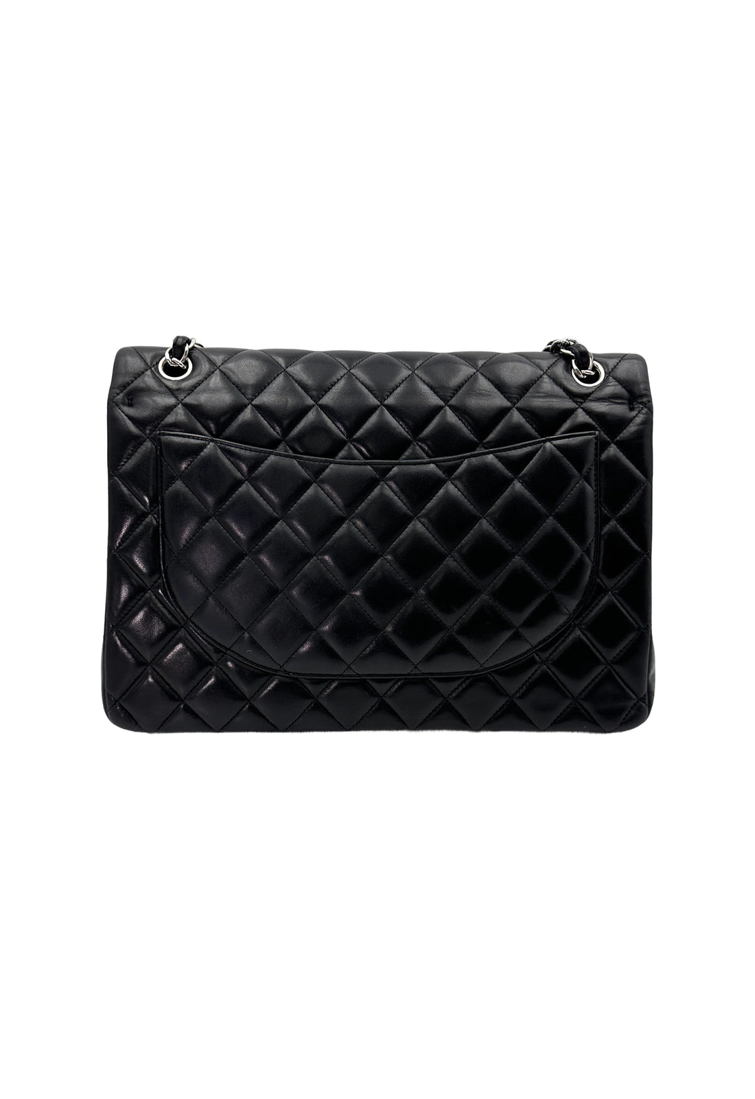 Chanel Classic Flap Black Quilted Leather Maxi Jumbo Shoulder Bag With Silver Buckle(18***02) CC1821