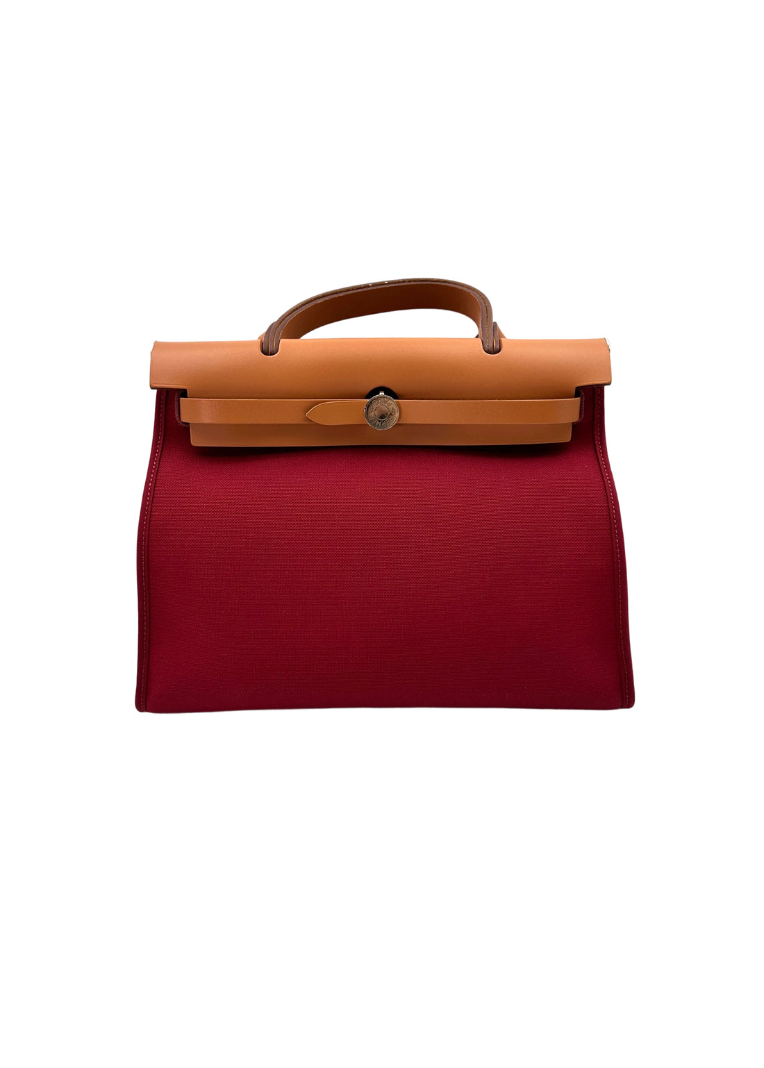 Hermes Herbag Zip 31 Red Toile Canvas Handle Bag HR102