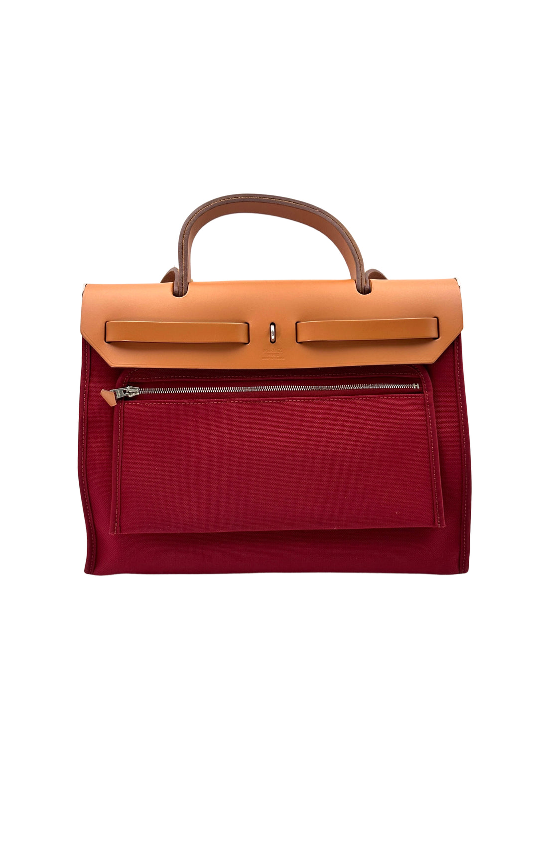 Hermes Herbag Zip 31 Red Toile Canvas Handle Bag HR102