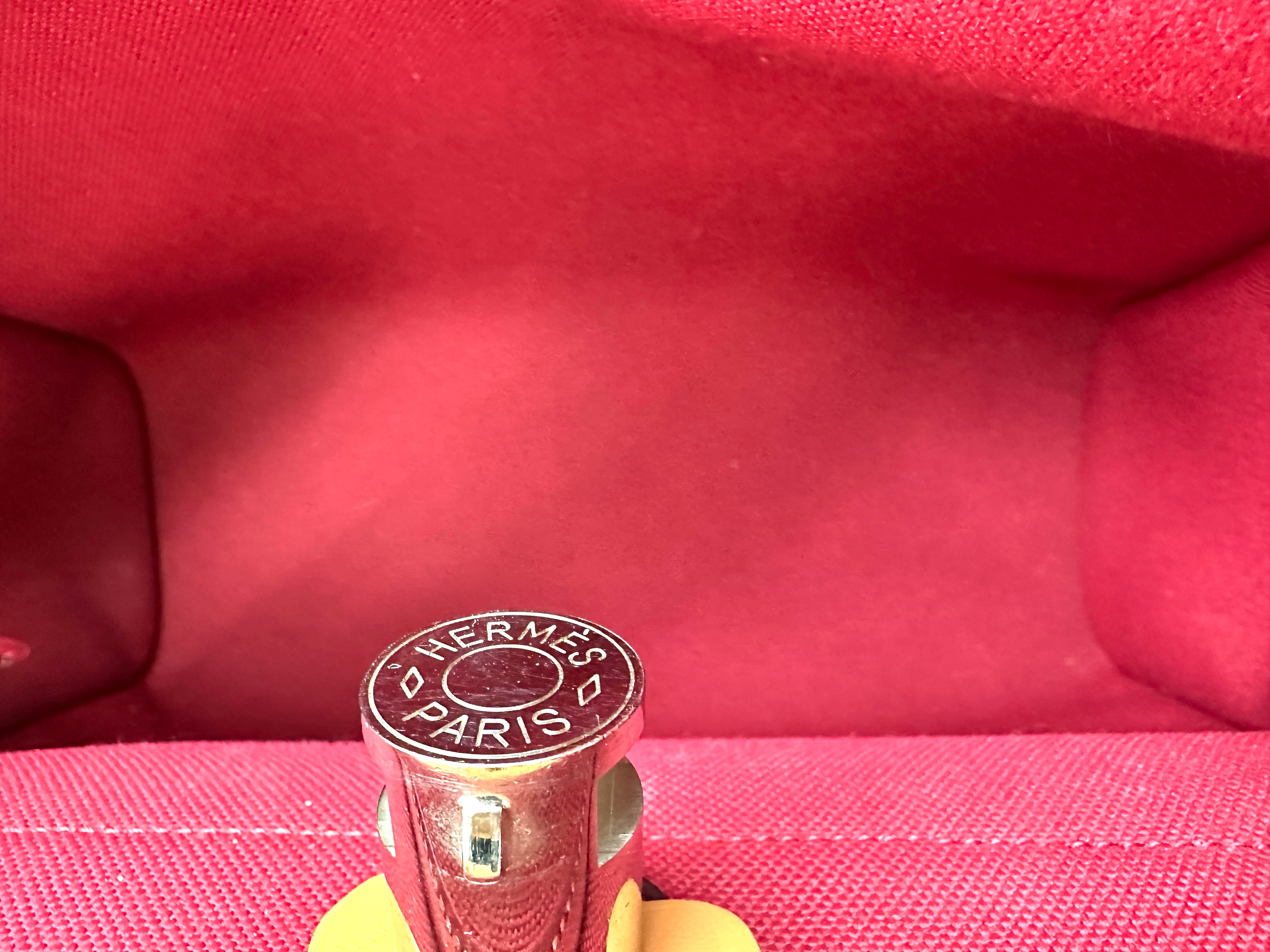 Hermes Herbag Zip 31 Red Toile Canvas Handle Bag HR102