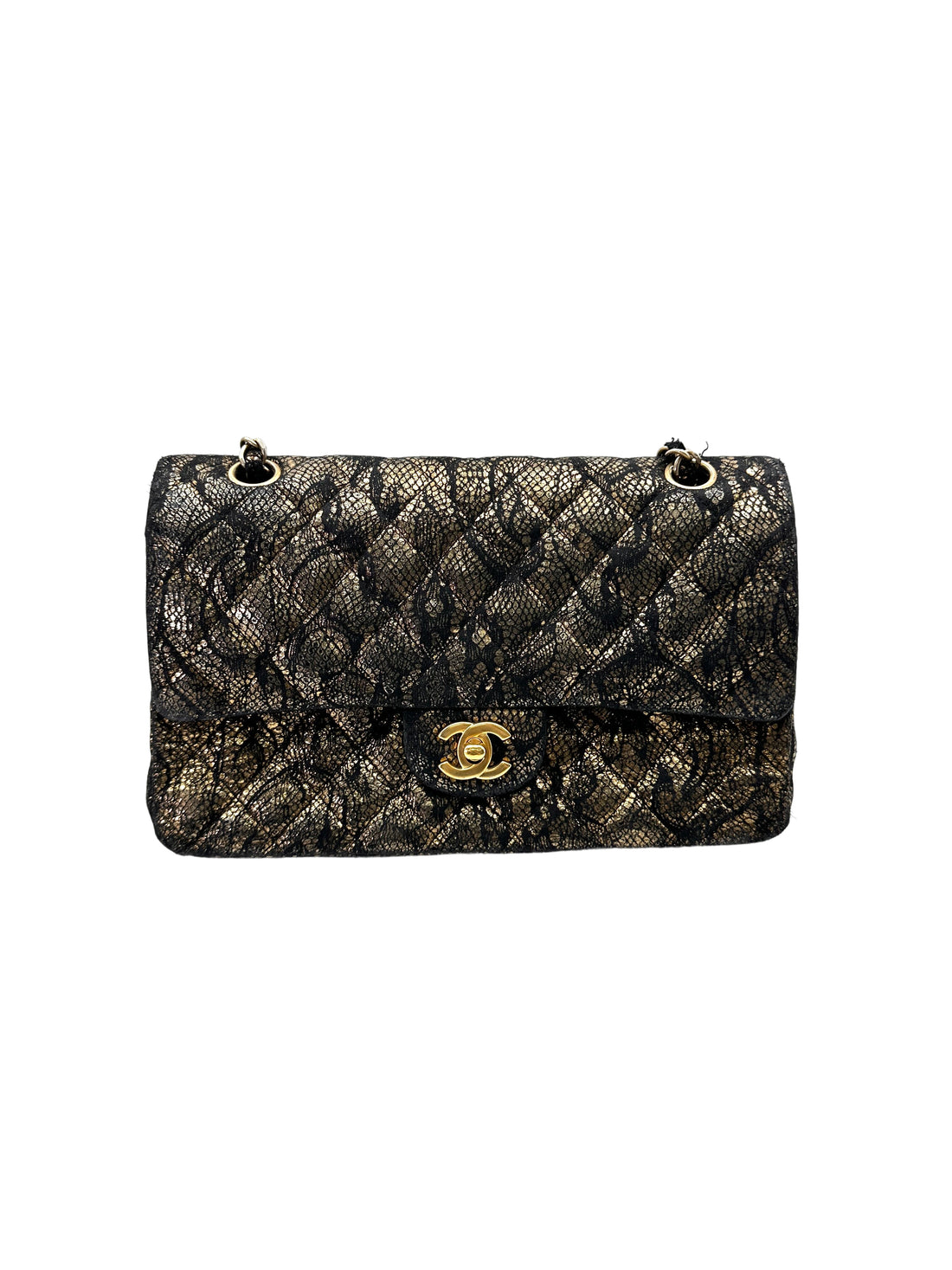 Chanel 10A Classic Flap Black Lace Metallic Flap Bag(14***51) IRIS185