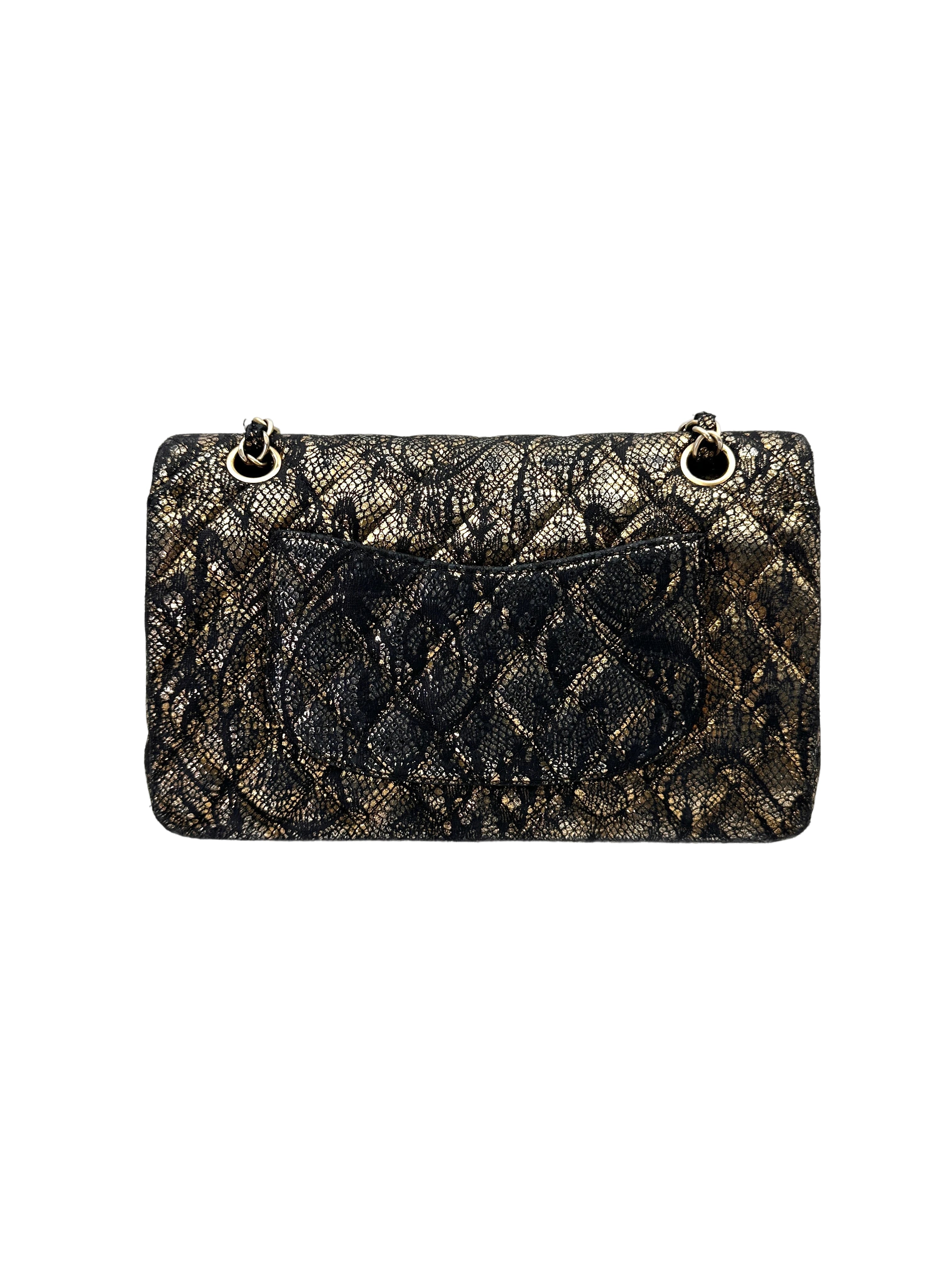 Chanel 10A Classic Flap Black Lace Metallic Flap Bag(14***51) IRIS185