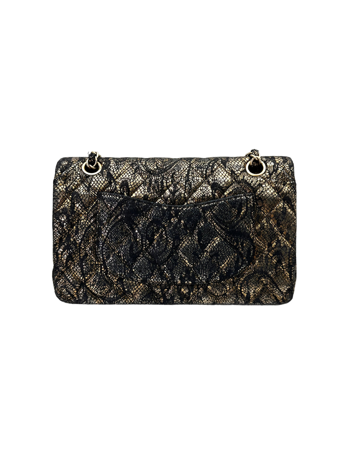 Chanel 10A Classic Flap Black Lace Metallic Flap Bag(14***51) IRIS185