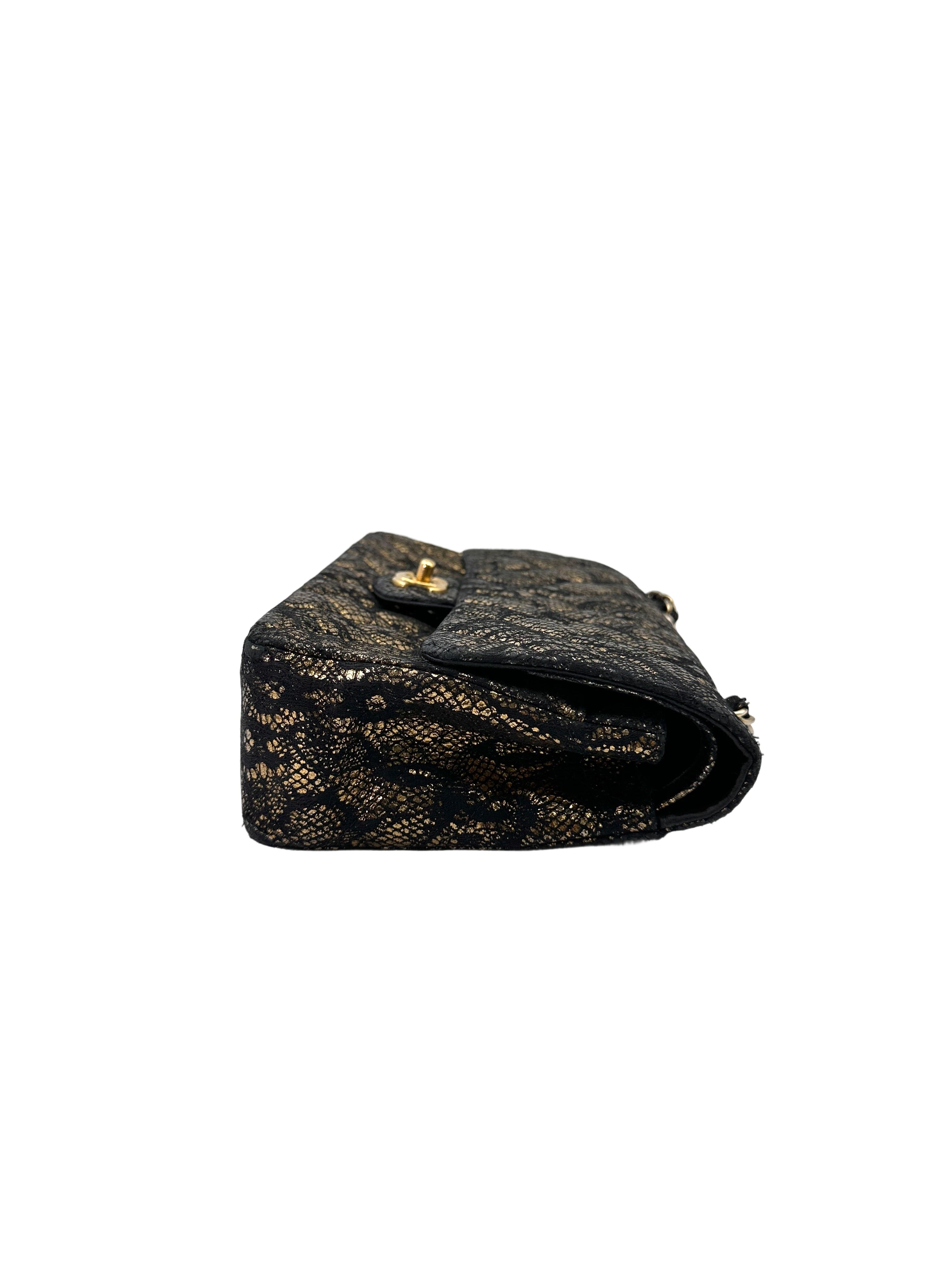 Chanel 10A Classic Flap Black Lace Metallic Flap Bag(14***51) IRIS185