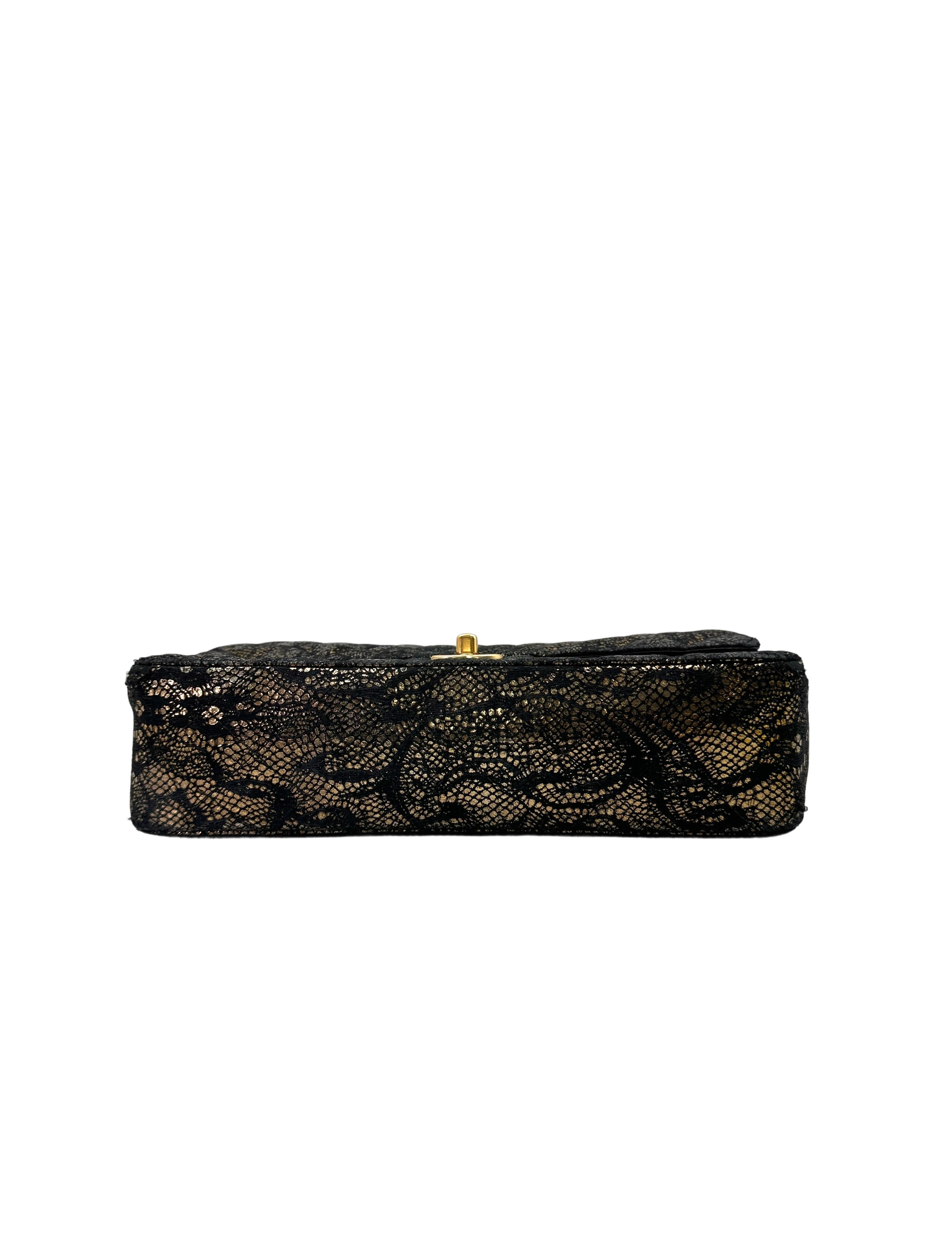 Chanel 10A Classic Flap Black Lace Metallic Flap Bag(14***51) IRIS185