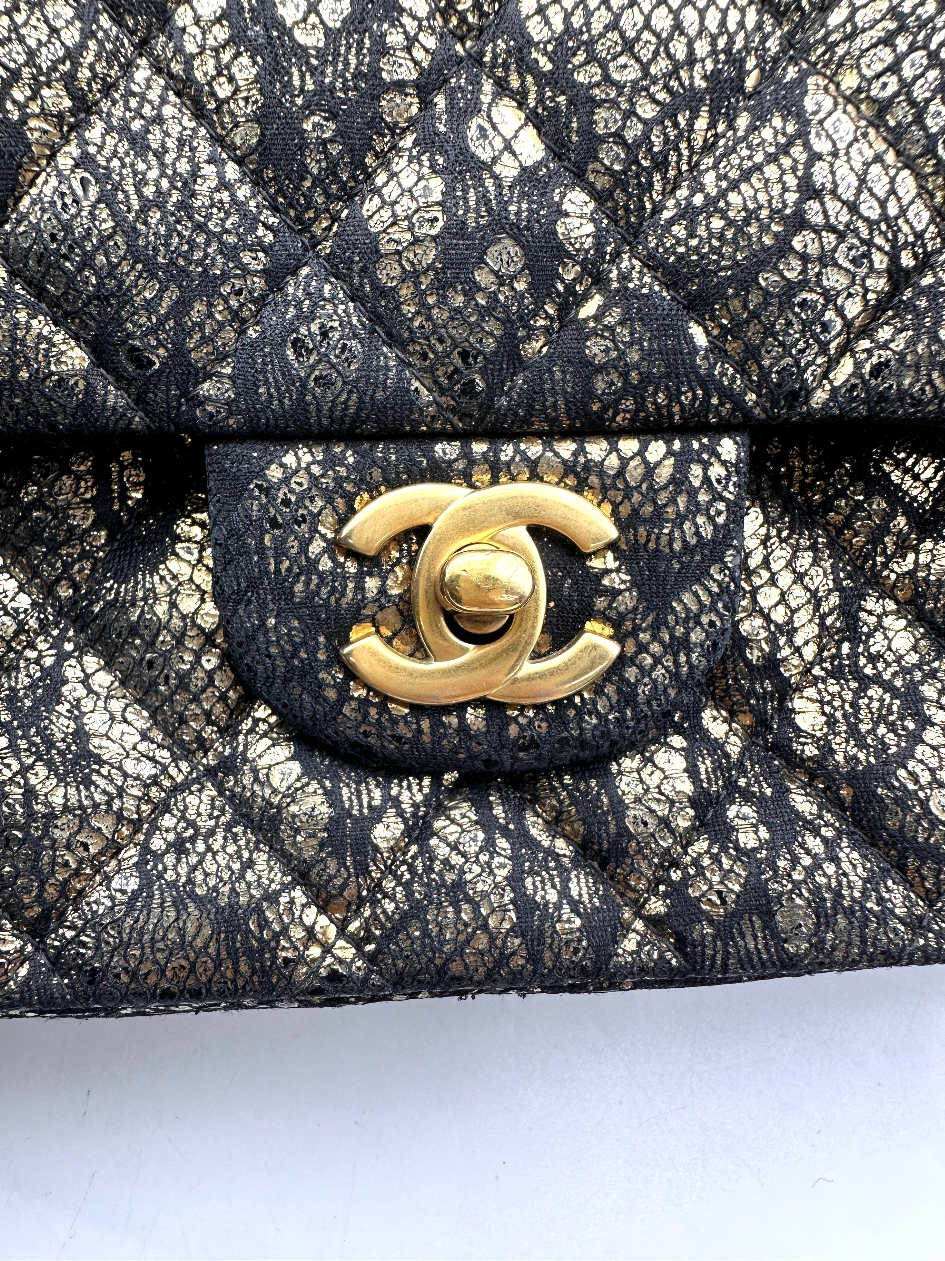Chanel 10A Classic Flap Black Lace Metallic Flap Bag(14***51) IRIS185