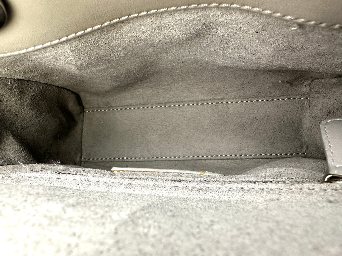Christian Dior Lady Dior Grey Cannage Lambskin Handle Bag With Silver Charms DR690