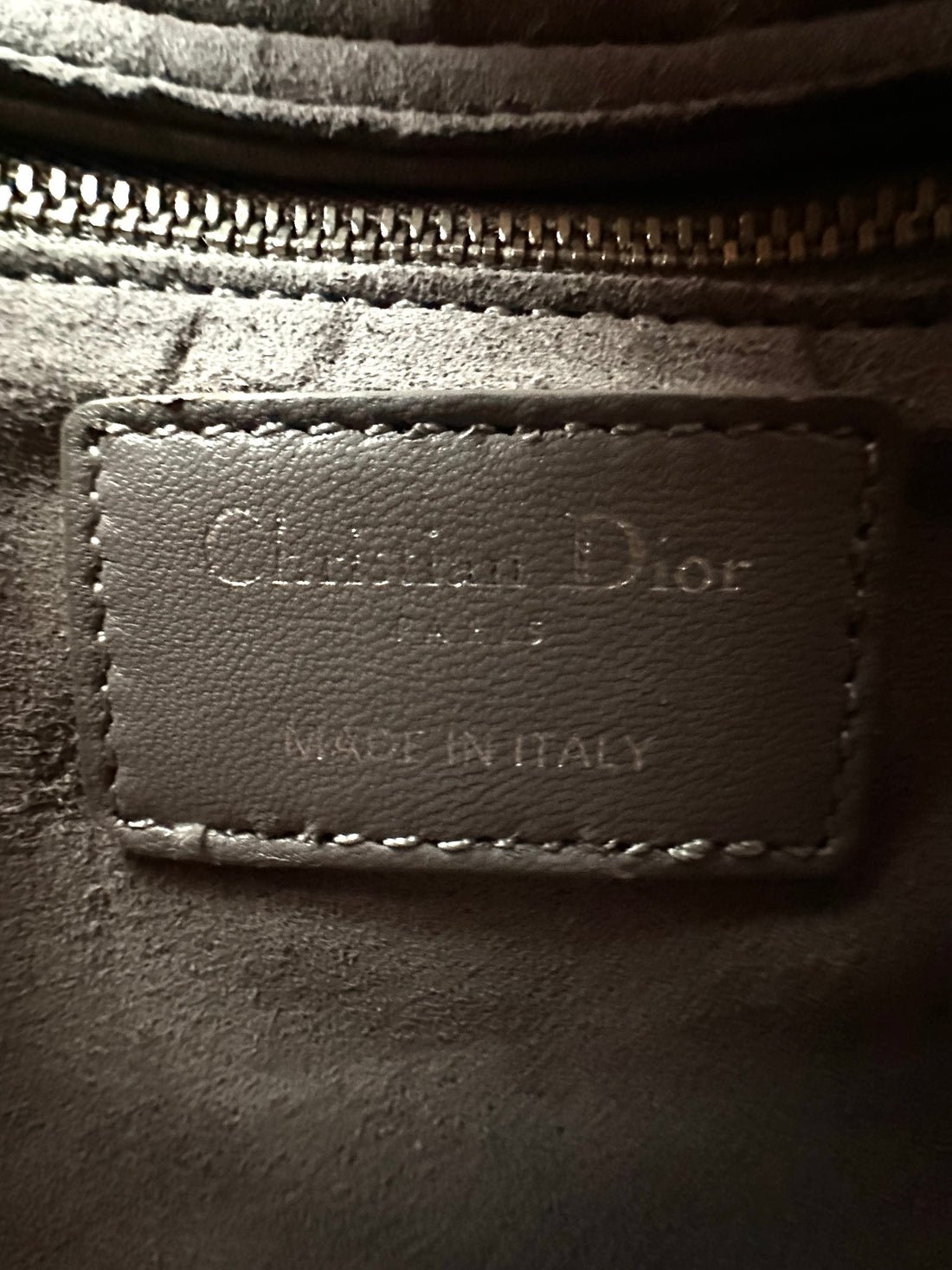 Christian Dior Lady Dior Grey Cannage Lambskin Handle Bag With Silver Charms DR690