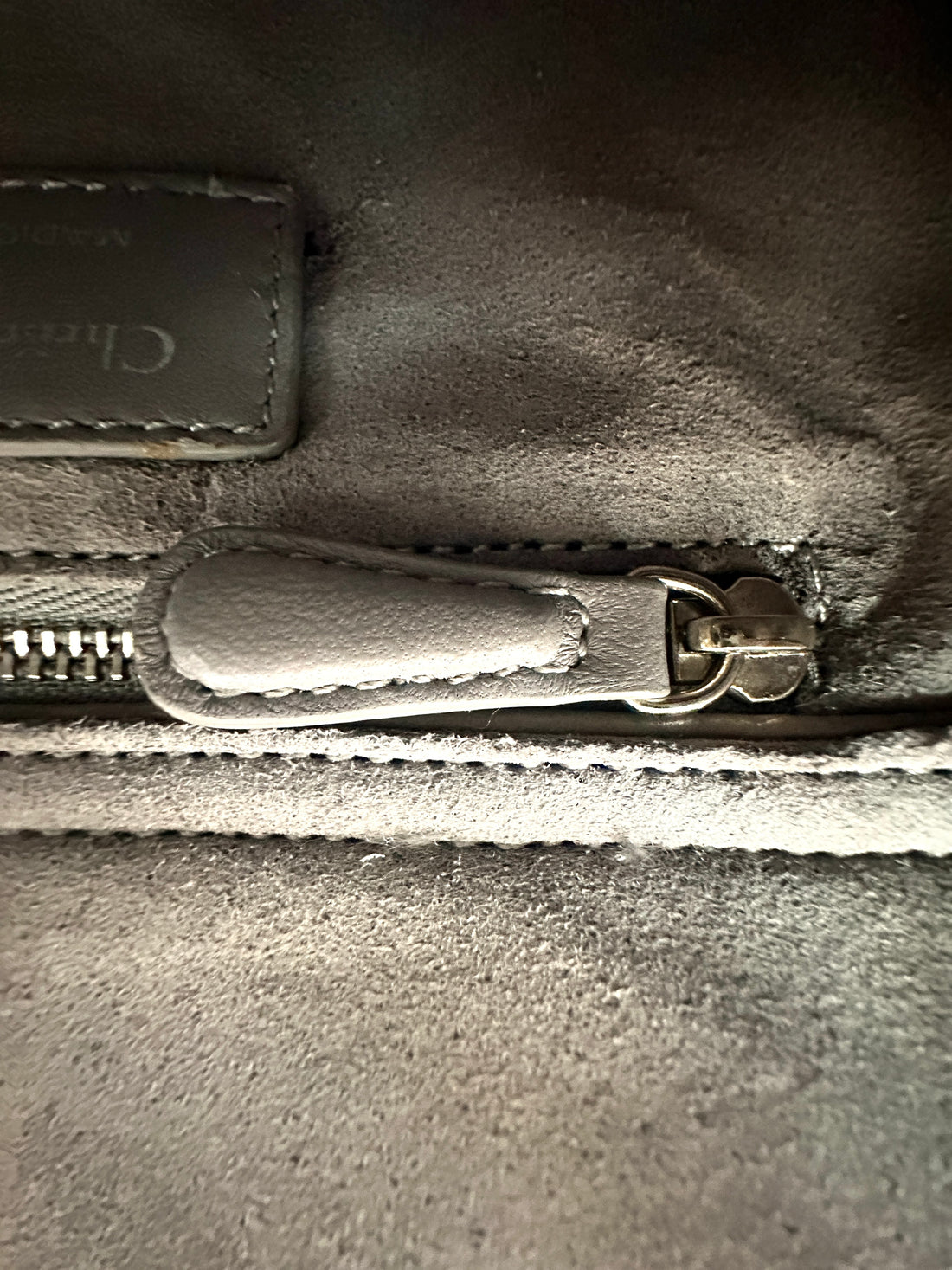 Christian Dior Lady Dior Grey Cannage Lambskin Handle Bag With Silver Charms DR690