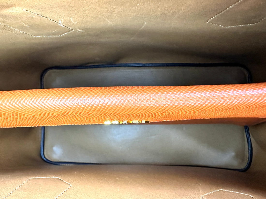 Prada Double Orange Saffiano Cuir Leather Handle Bag PR286